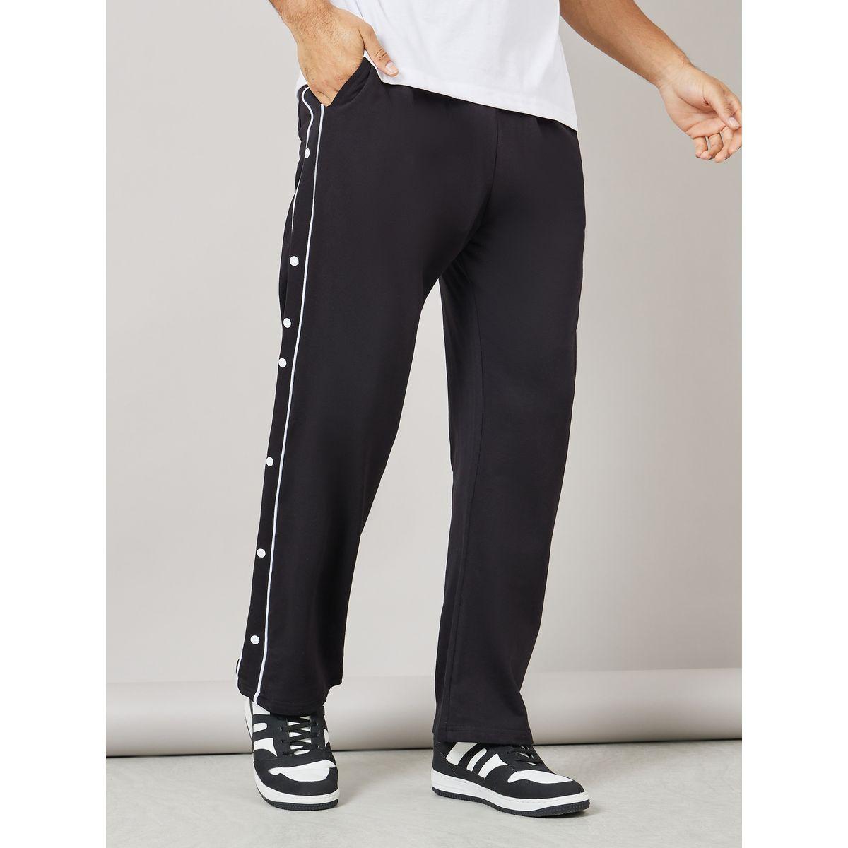 Styli Contrast Piping and Popper Oversized Open Hem Jogger-men-clothing-bottoms-joggers-image-1