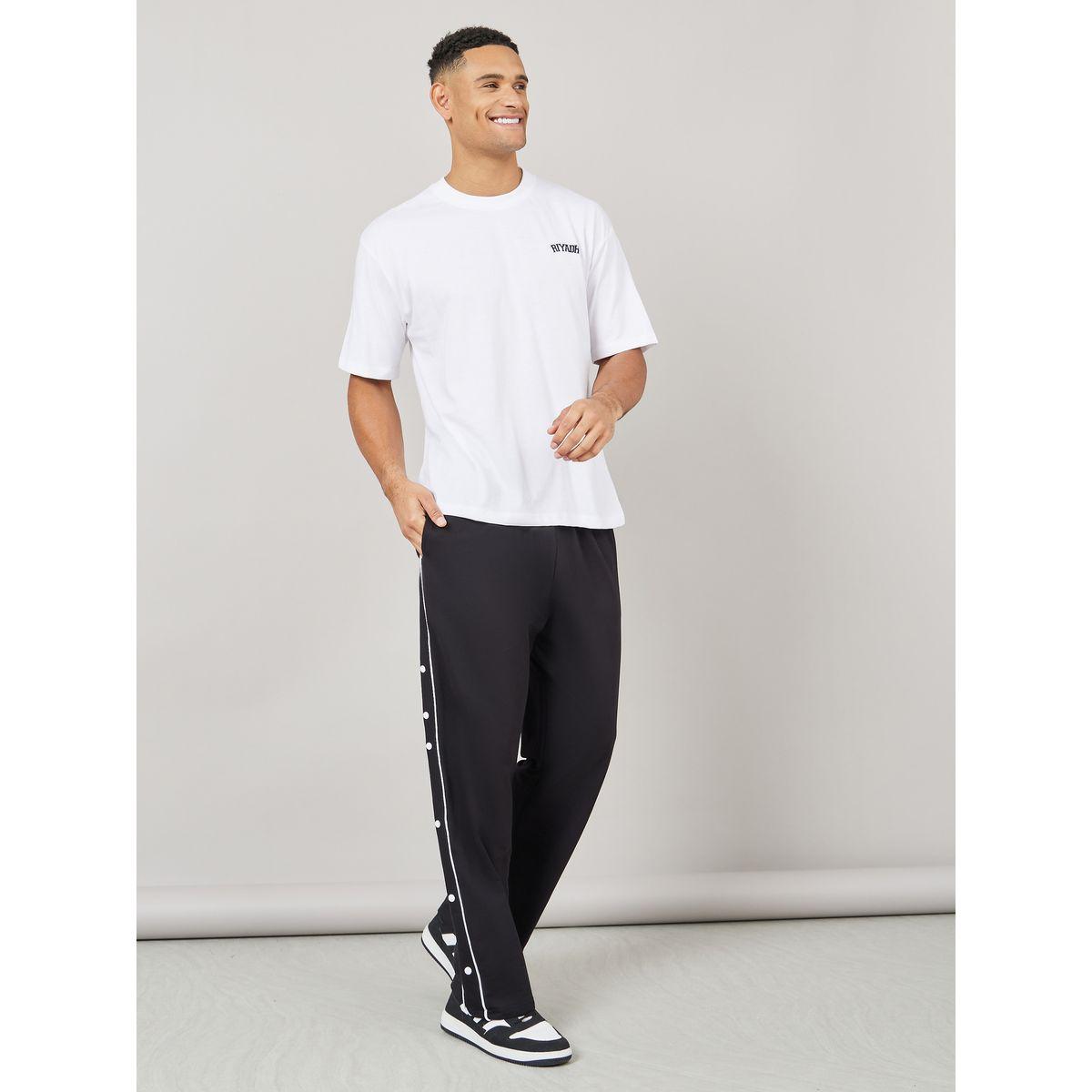 Styli Contrast Piping and Popper Oversized Open Hem Jogger-men-clothing-bottoms-joggers-image-2