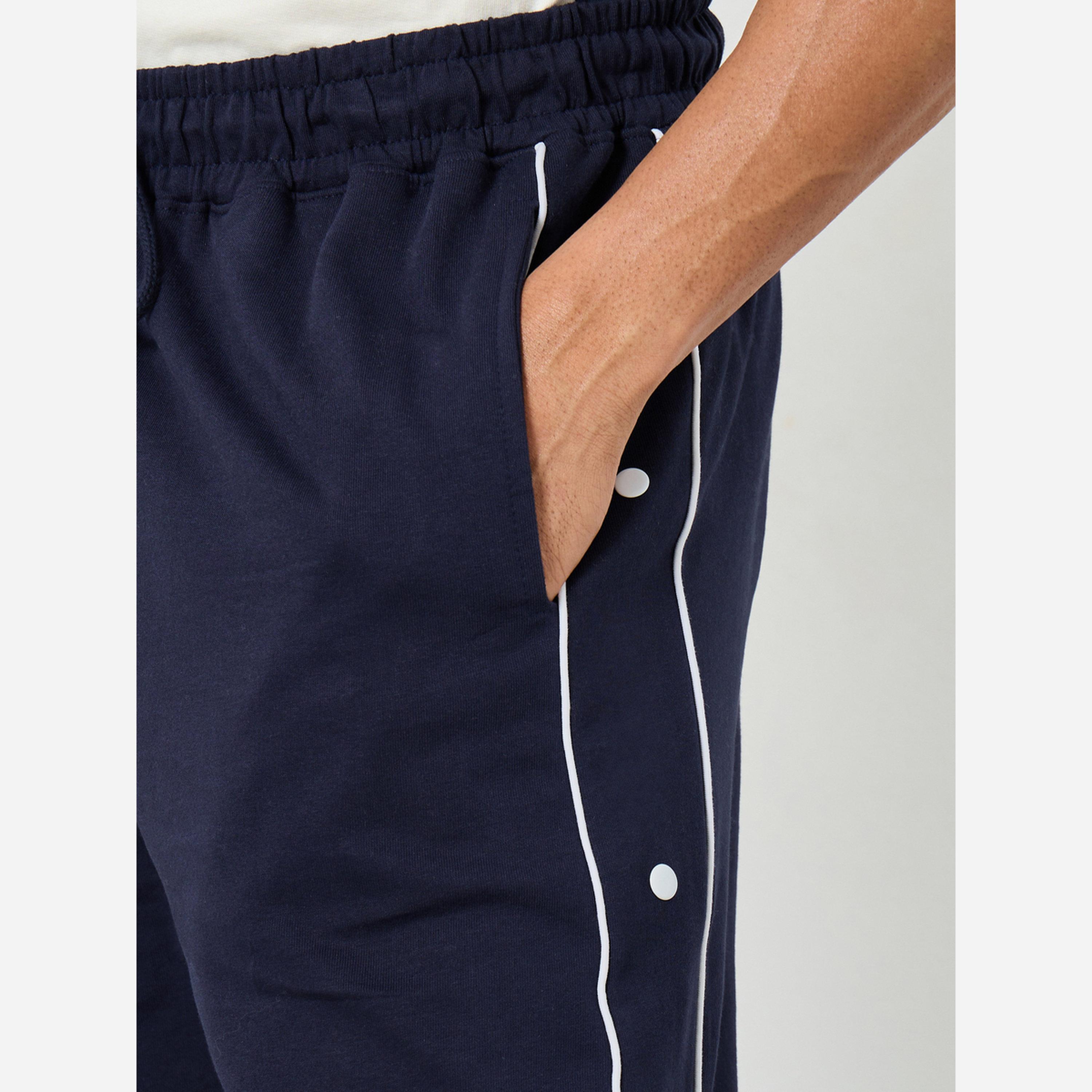 Styli Contrast Piping and Popper Oversized Open Hem Joggers-men-clothing-bottoms-joggers-image-6