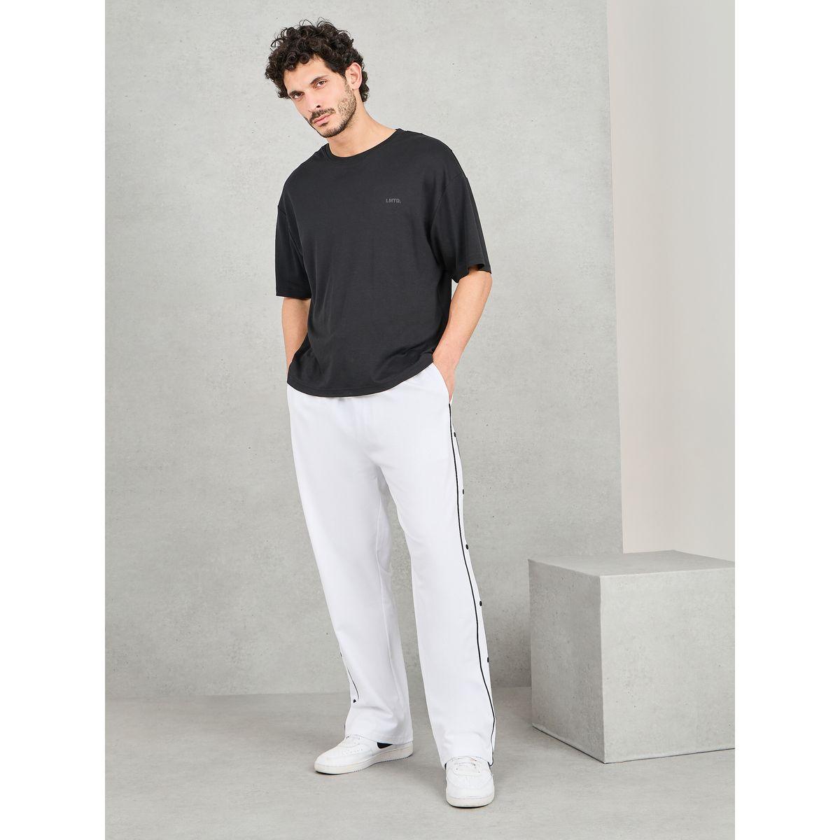 Styli Contrast Piping and Popper Oversized Open Hem Jogger-men-clothing-bottoms-joggers-image-2