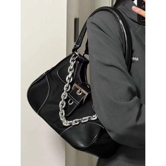 Styli Belt Buckle Detail Bag with Chain Link-women-bagsandwallets-handbags-image-1