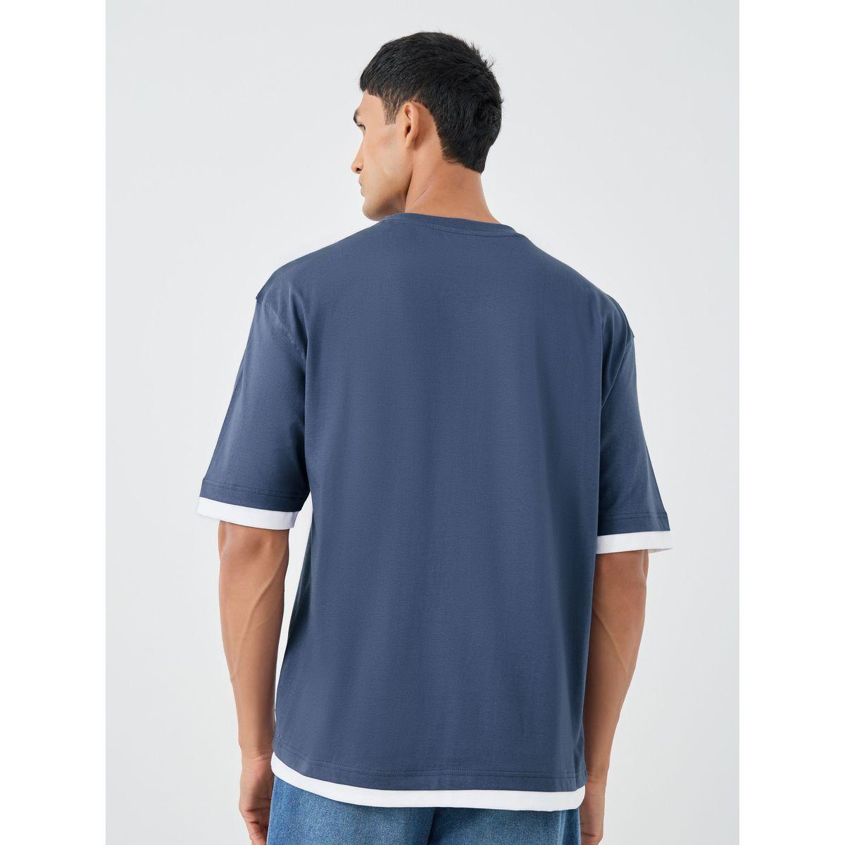 تيشيرت فضفاض بتفاصيل مُتباينة وأكمام قصيرة-men-clothing-tshirtsandpolos-tshirts-image-4