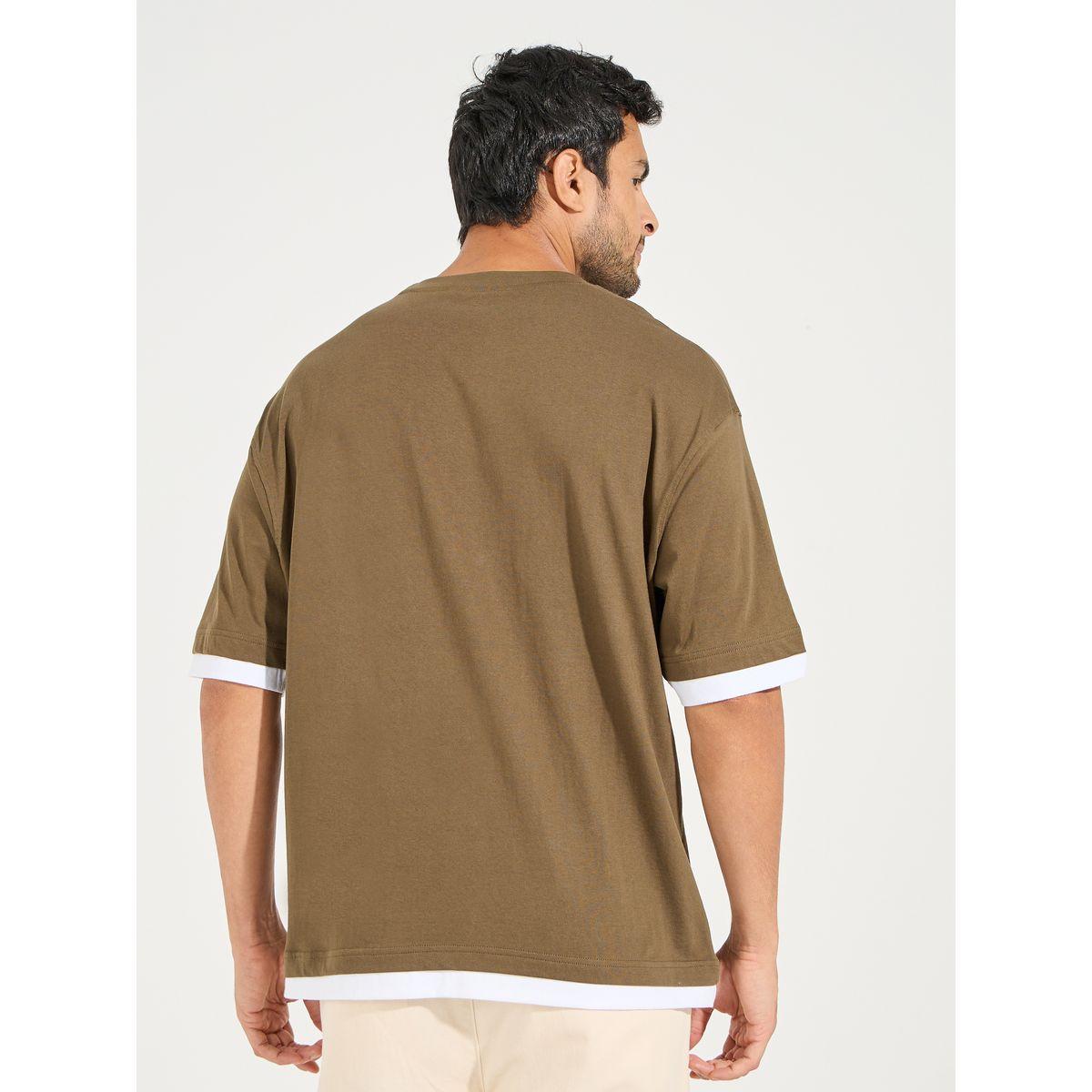 Styli Contrast Panel Oversized T-Shirt with Badge Detail-men-clothing-tshirtsandpolos-tshirts-image-4