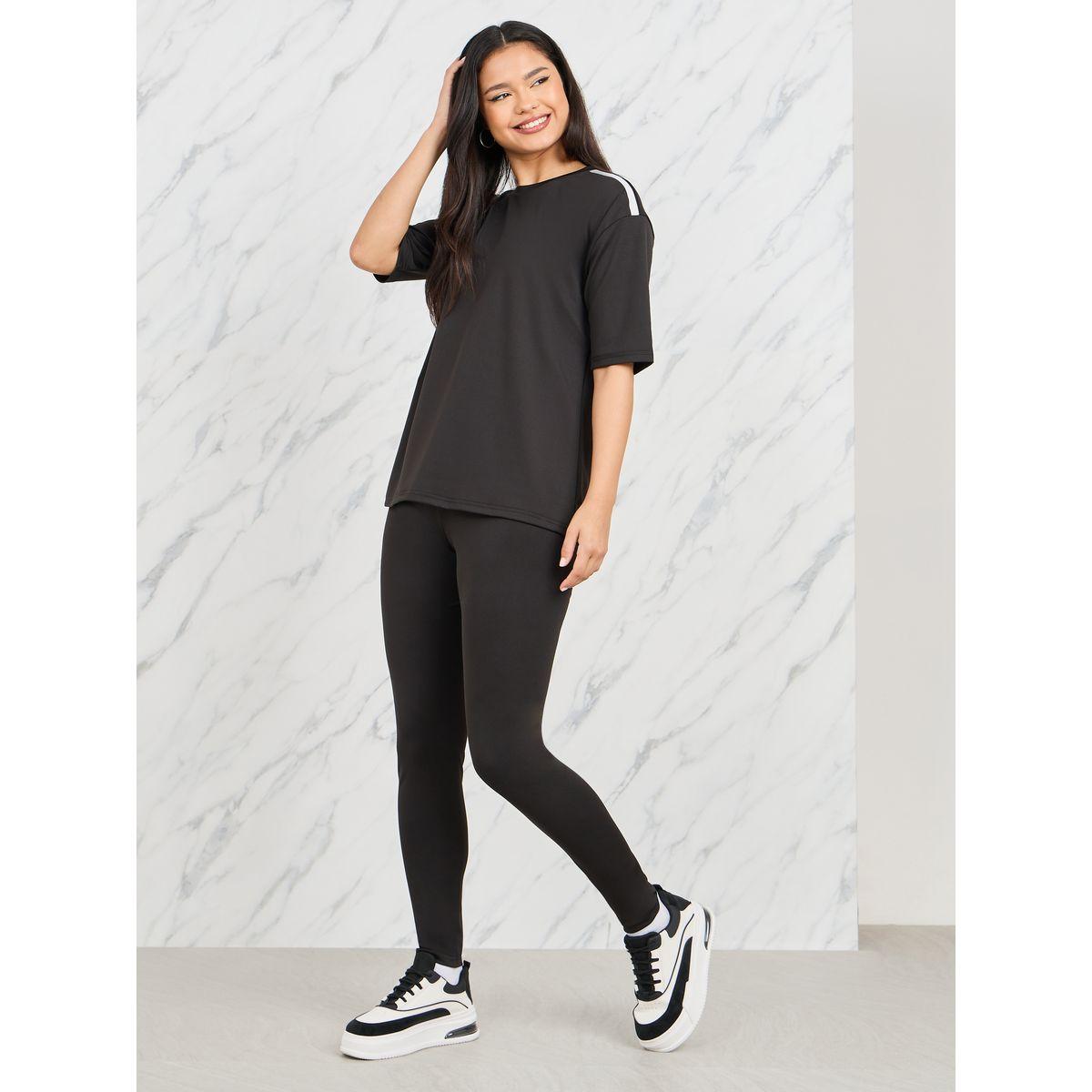 مجموعة من ليقنز وتيشيرت مزين بأشرطة-women-clothing-coordsets-image-2