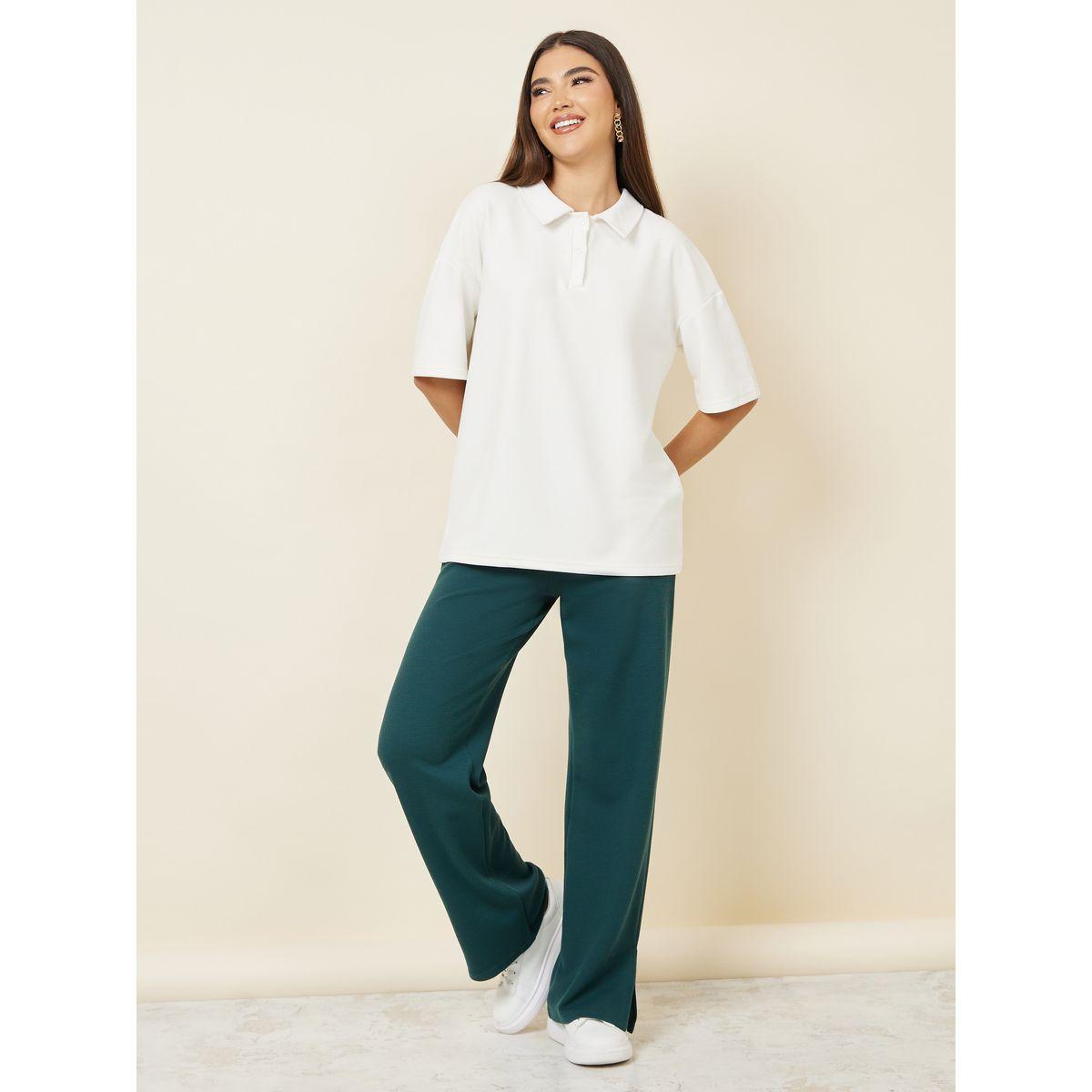 مجموعة من جوغر بارجل مستقيمة وتيشيرت بولو-women-clothing-coordsets-image-1