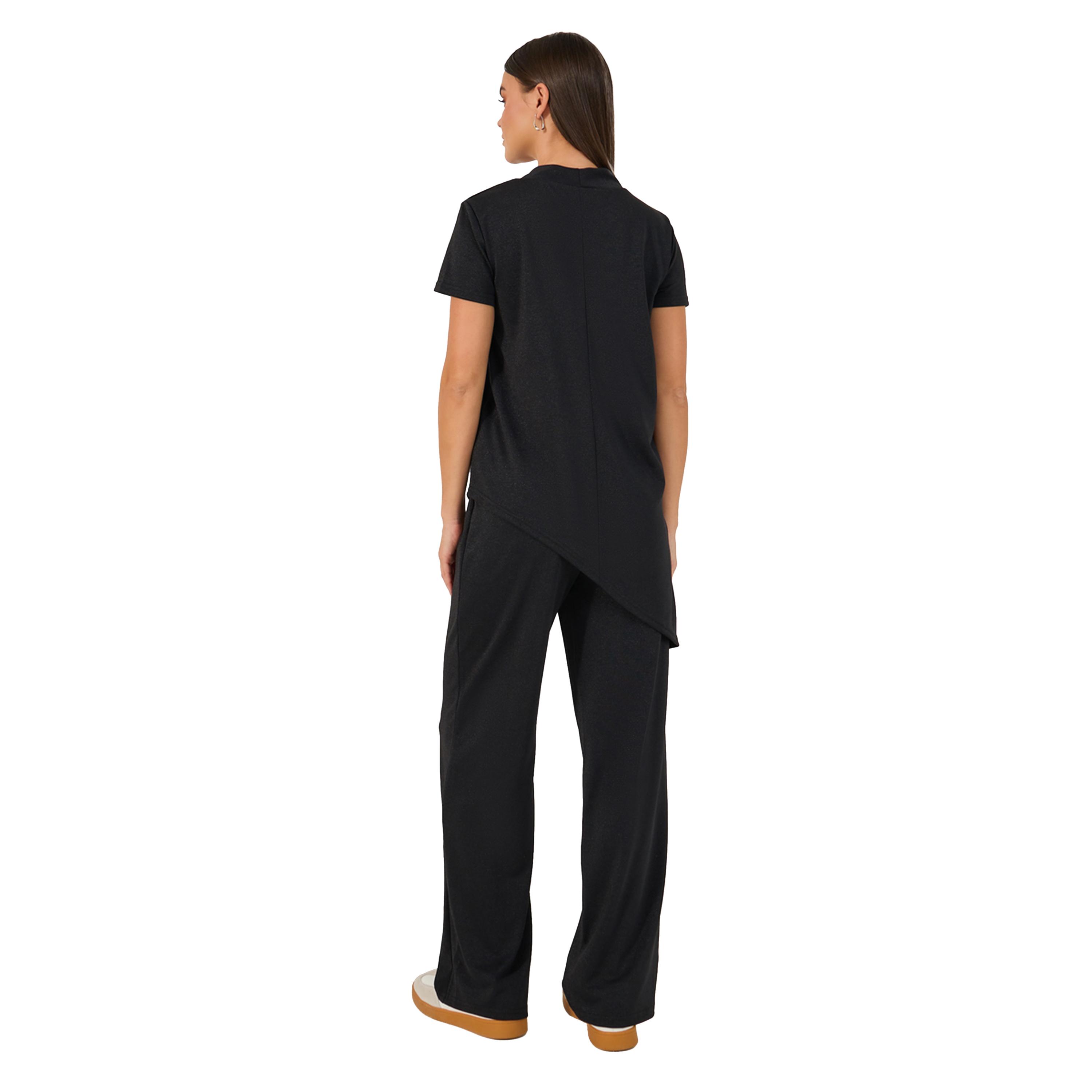 Styli Solid Knitted Asymmetrical Top and Straight Leg Pants Set-women-clothing-coordsets-image-4