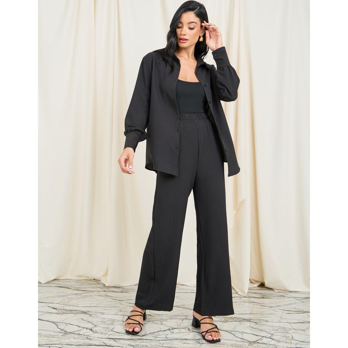 Styli Pack of 3 - Textured Longline Shirt Slip and Pant Co-ord-women-clothing-coordsets-image-1