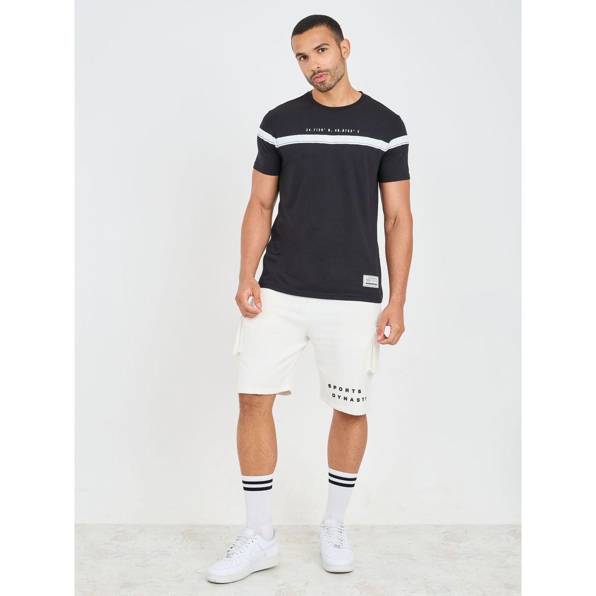 Styli Contrast Panel Slogan Print Regular Fit T-shirt with Badge Detail Hem-men-clothing-tshirtsandpolos-tshirts-image-2