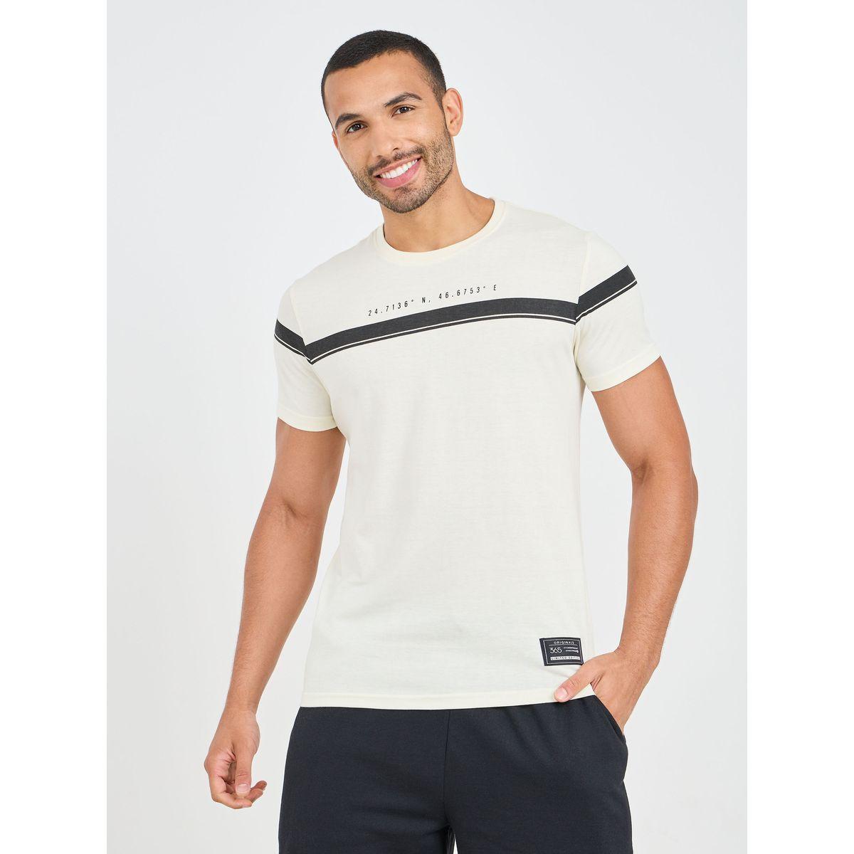 Styli Horizontal Chest Print Regular Fit T-Shirt with Hem Badge Trim-men-clothing-tshirtsandpolos-tshirts-image-1