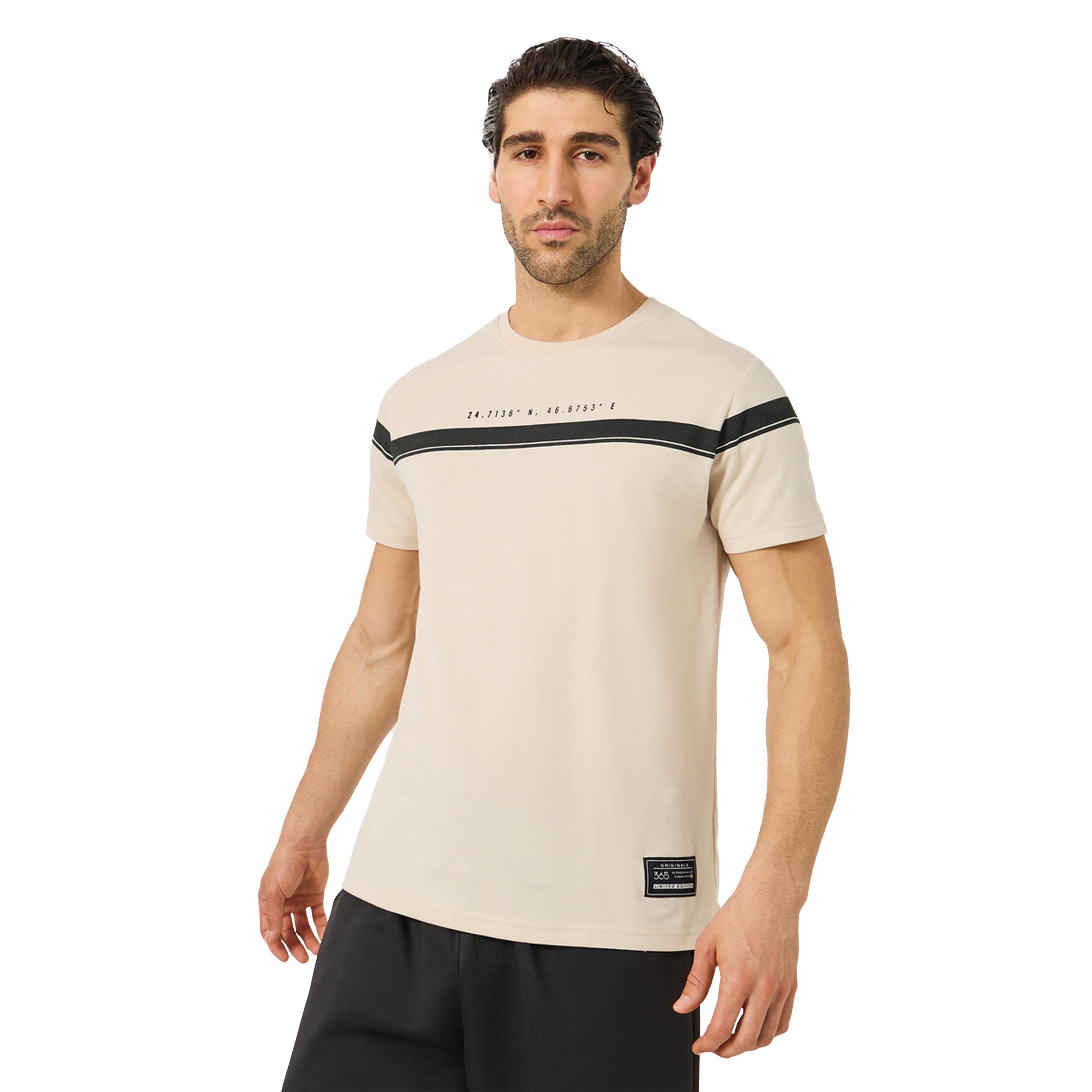 Styli Contrast Panel Slogan Print Regular Fit T-Shirt with Badge Detail-men-clothing-tshirtsandpolos-tshirts-image-1