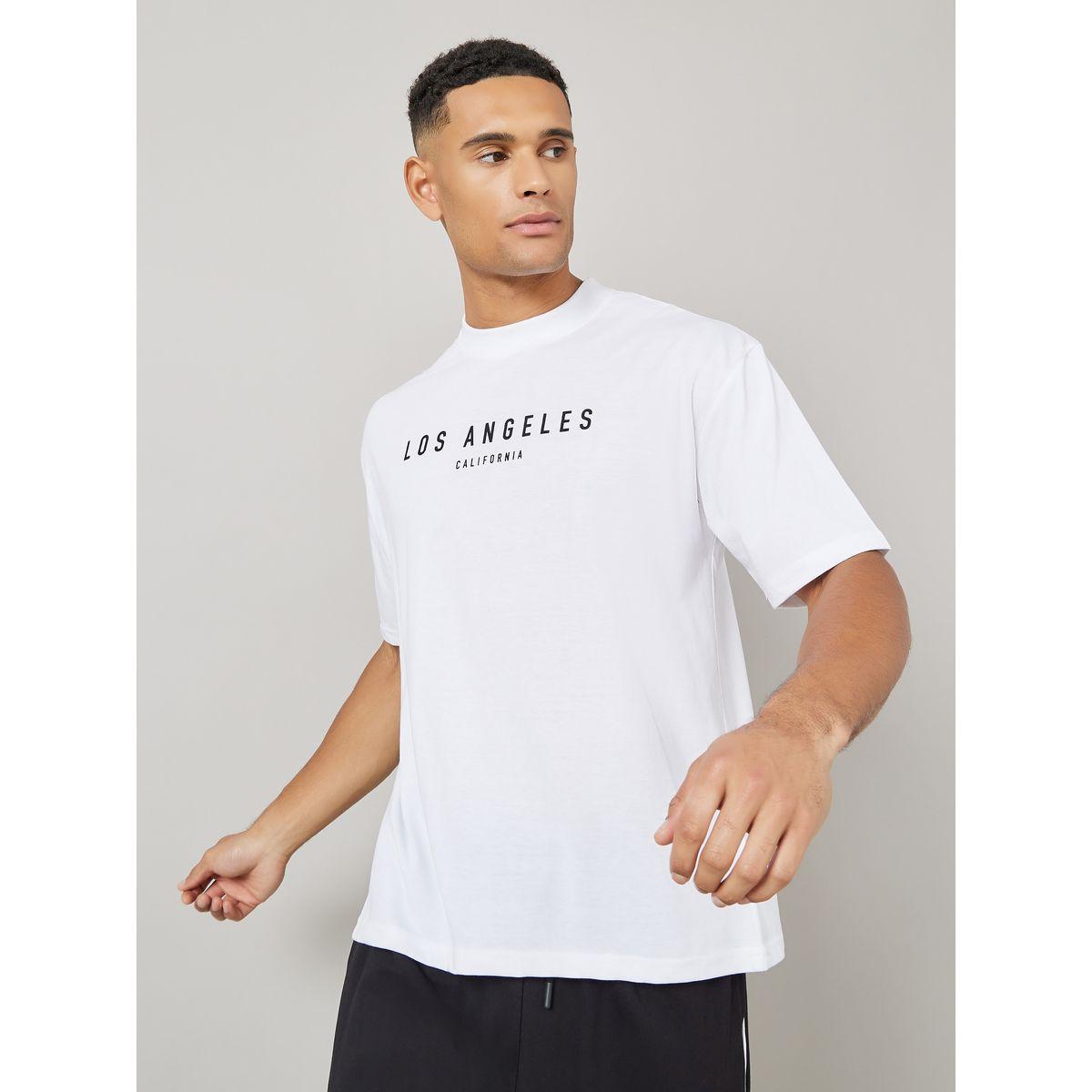 Styli Oversized Cotton Rich Mock Neck Los Angeles Print T-Shirt-men-clothing-tshirtsandpolos-tshirts-image-1