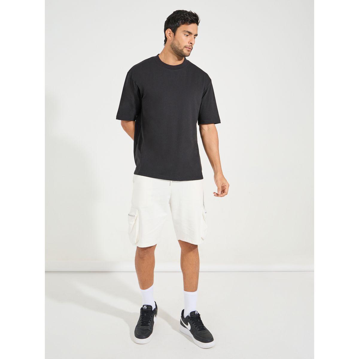 Styli Pack of 2 - Oversized Mock Neck Ribbed T-Shirt with Short Sleeves-men-clothing-tshirtsandpolos-tshirts-image-4