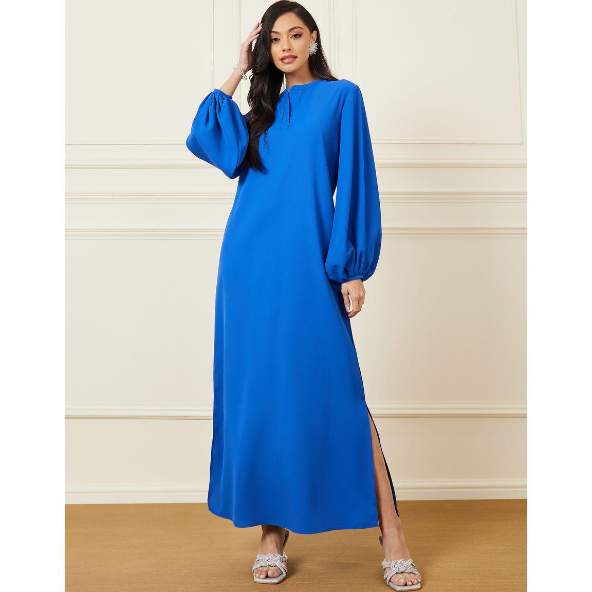 Styli Solid Volume Sleeve Shift Maxi Dress-women-clothing-dresses-image-1