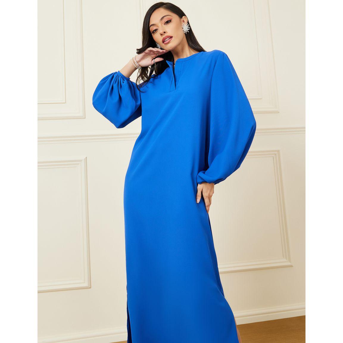 Styli Solid Volume Sleeve Shift Maxi Dress-women-clothing-dresses-image-2