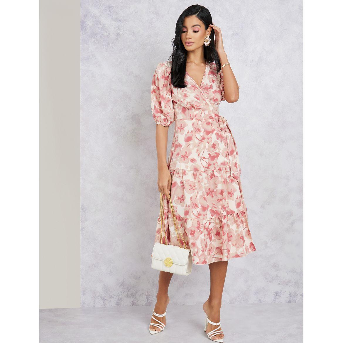 Styli Floral Print Wrap Around Midi Dress-women-clothing-dresses-image-1