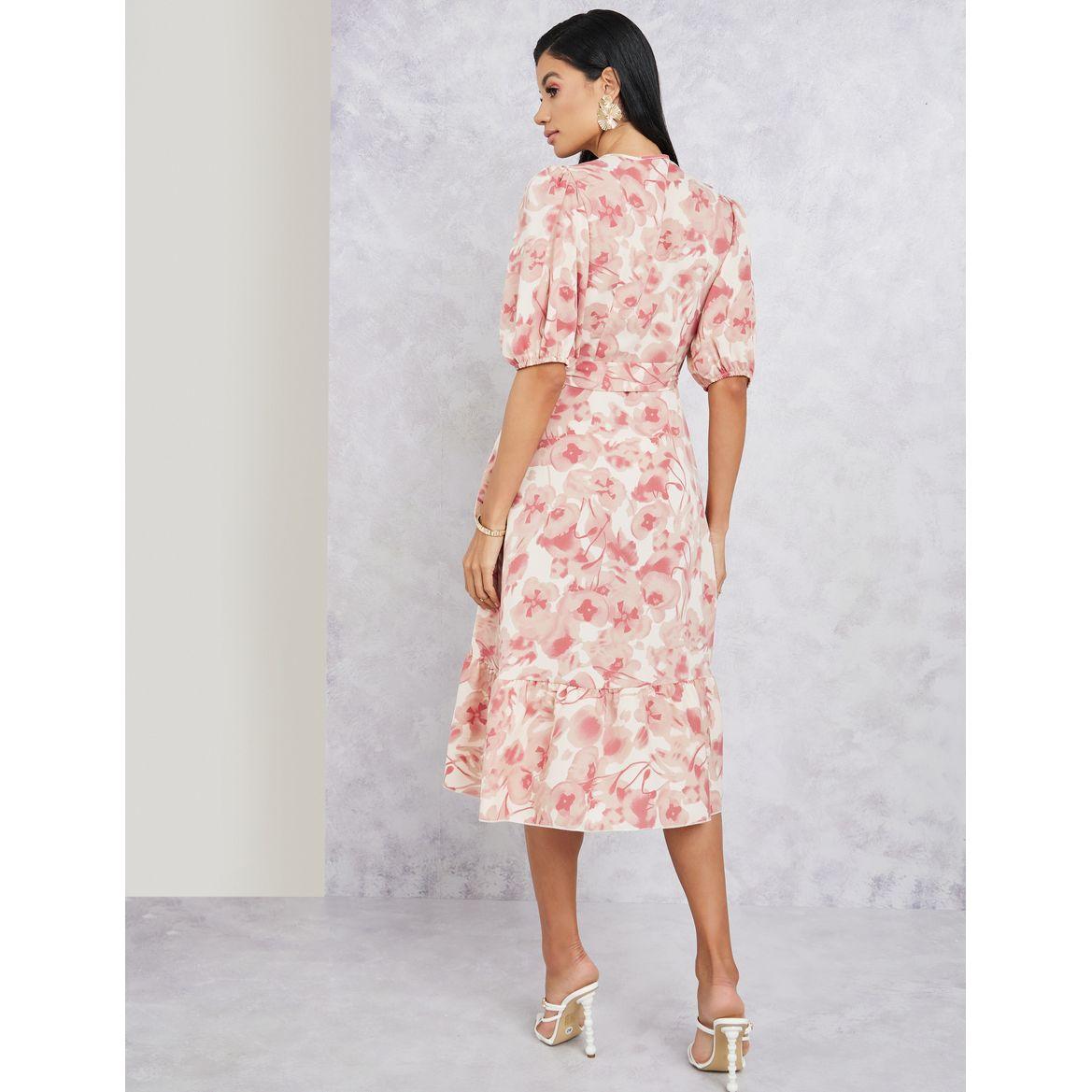 Styli Floral Print Wrap Around Midi Dress-women-clothing-dresses-image-4