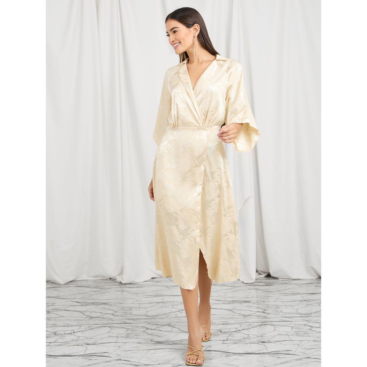 Styli Jacquard Print Notch Lapel Neck Midi Dress-women-clothing-dresses-image-1