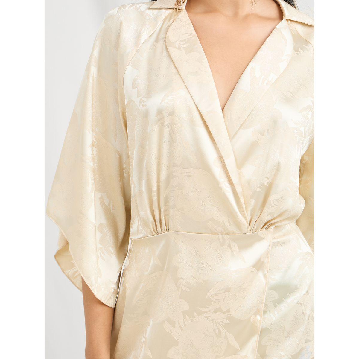 Styli Jacquard Print Notch Lapel Neck Midi Dress-women-clothing-dresses-image-3