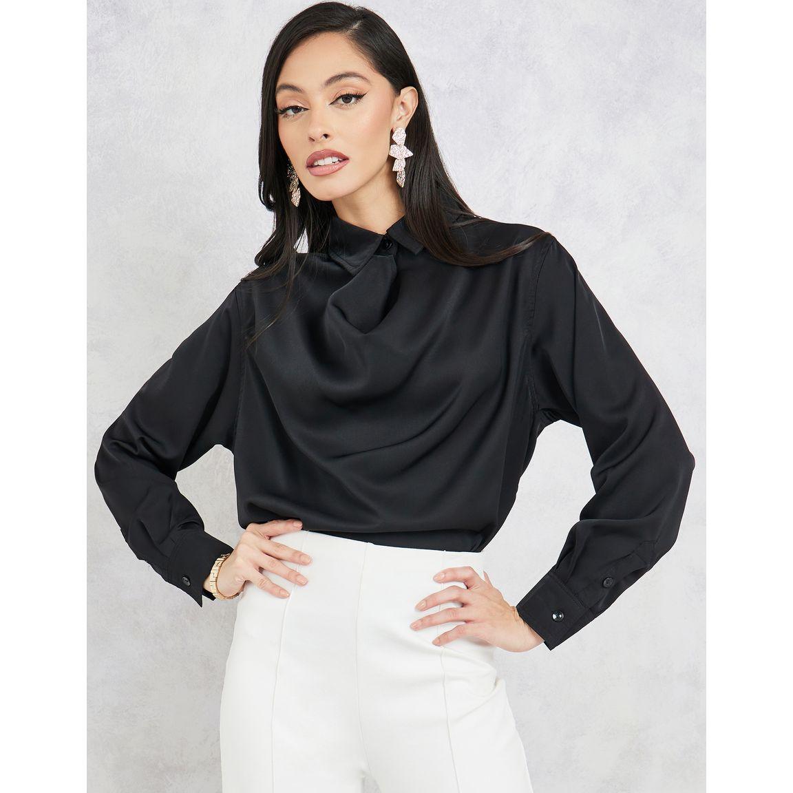 بلوزة بياقة منسدلة واكمام طويلة-women-clothing-shirtsandblouses-blouses-image-2