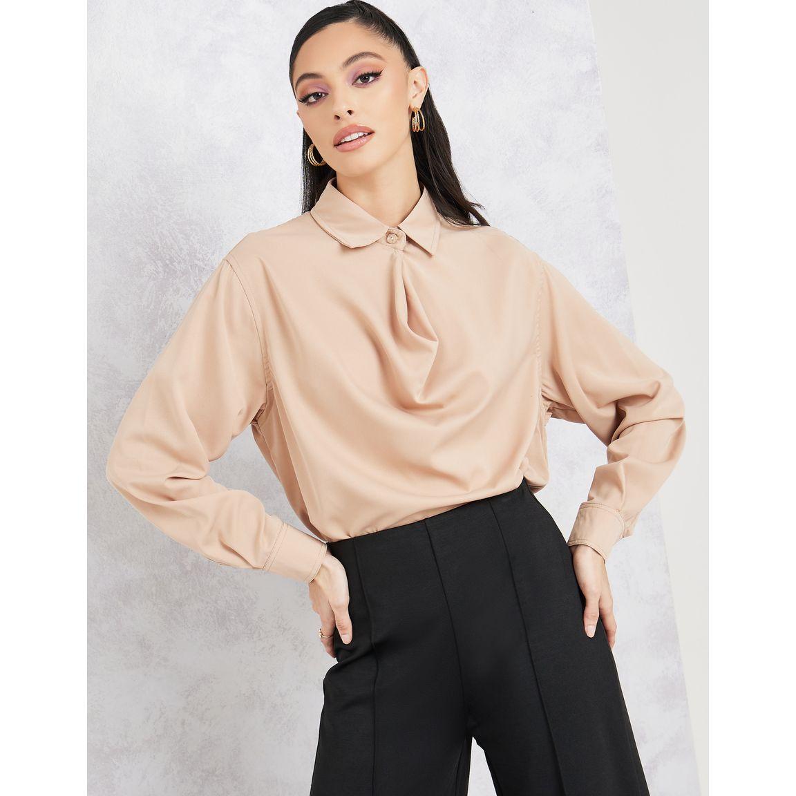 بلوزة بياقة منسدلة واكمام طويلة-women-clothing-shirtsandblouses-blouses-image-1