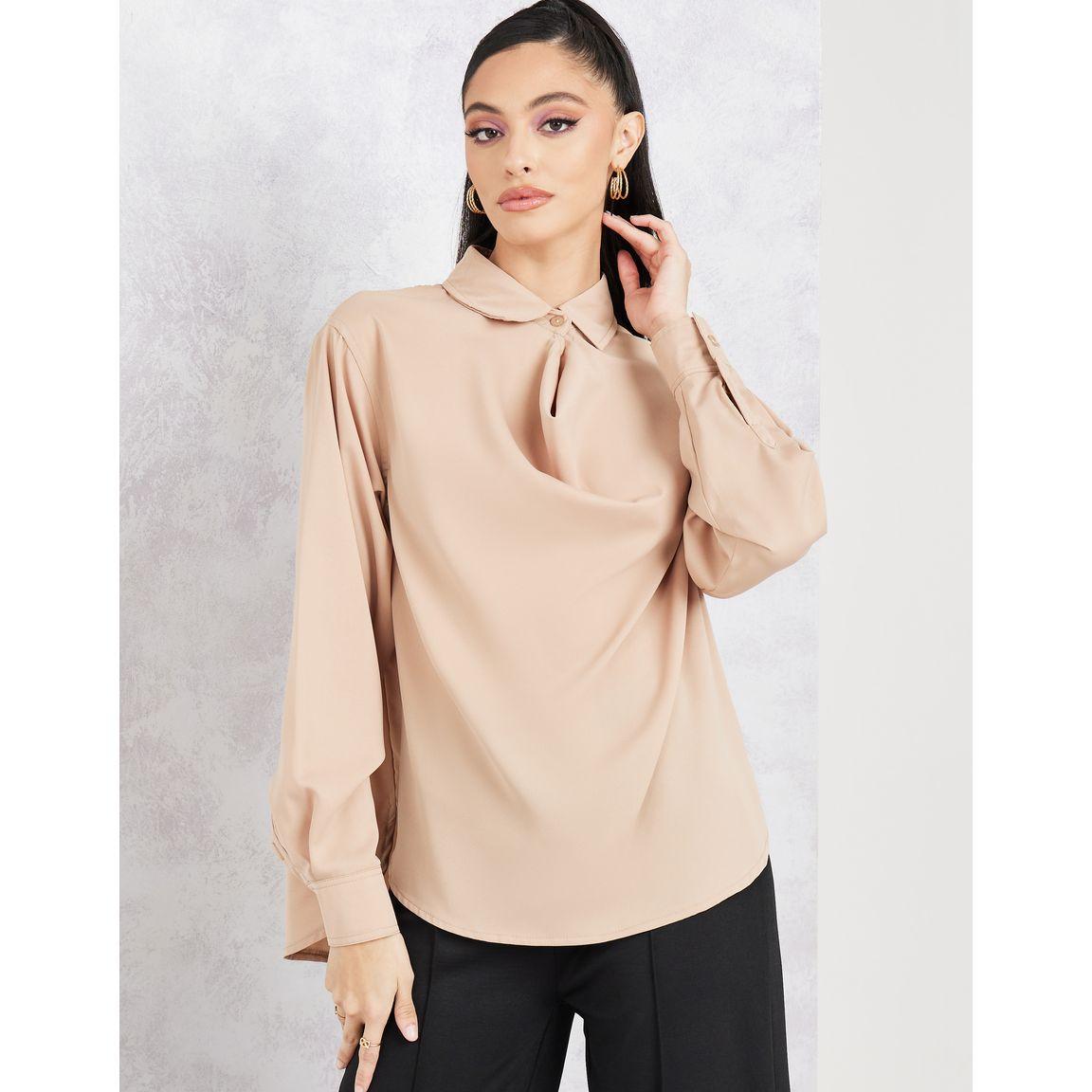 Styli Cowl Neck Long Sleeves Collared Blouse-women-clothing-shirtsandblouses-blouses-image-3