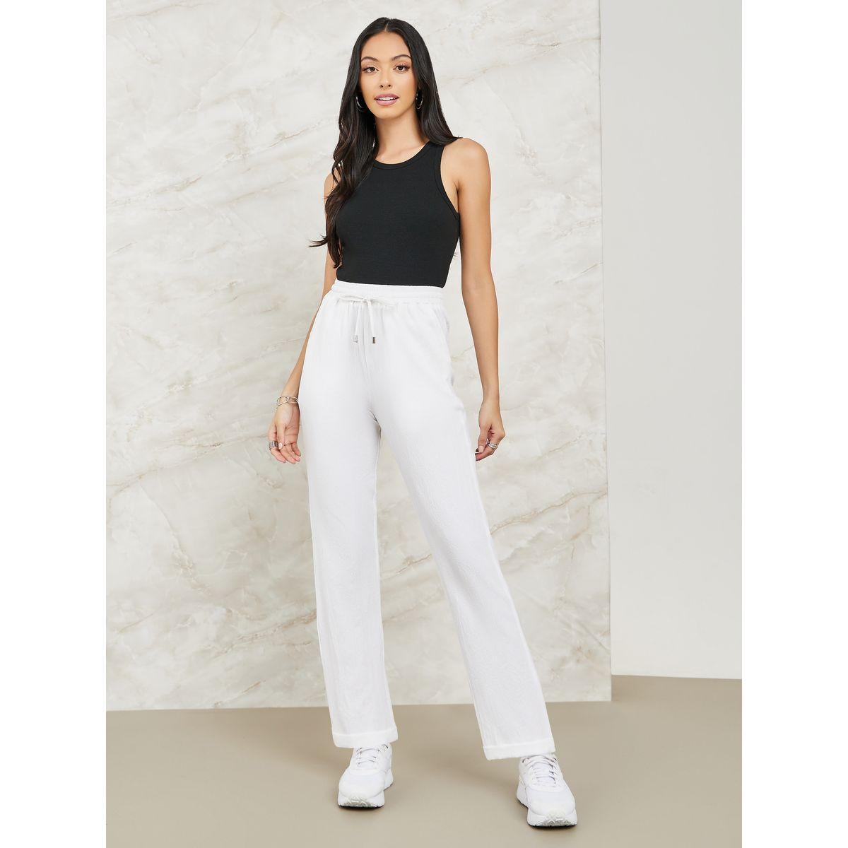 Styli Textured Tapered Fit Pants with Pockets-women-clothing-bottoms-trousers-image-2