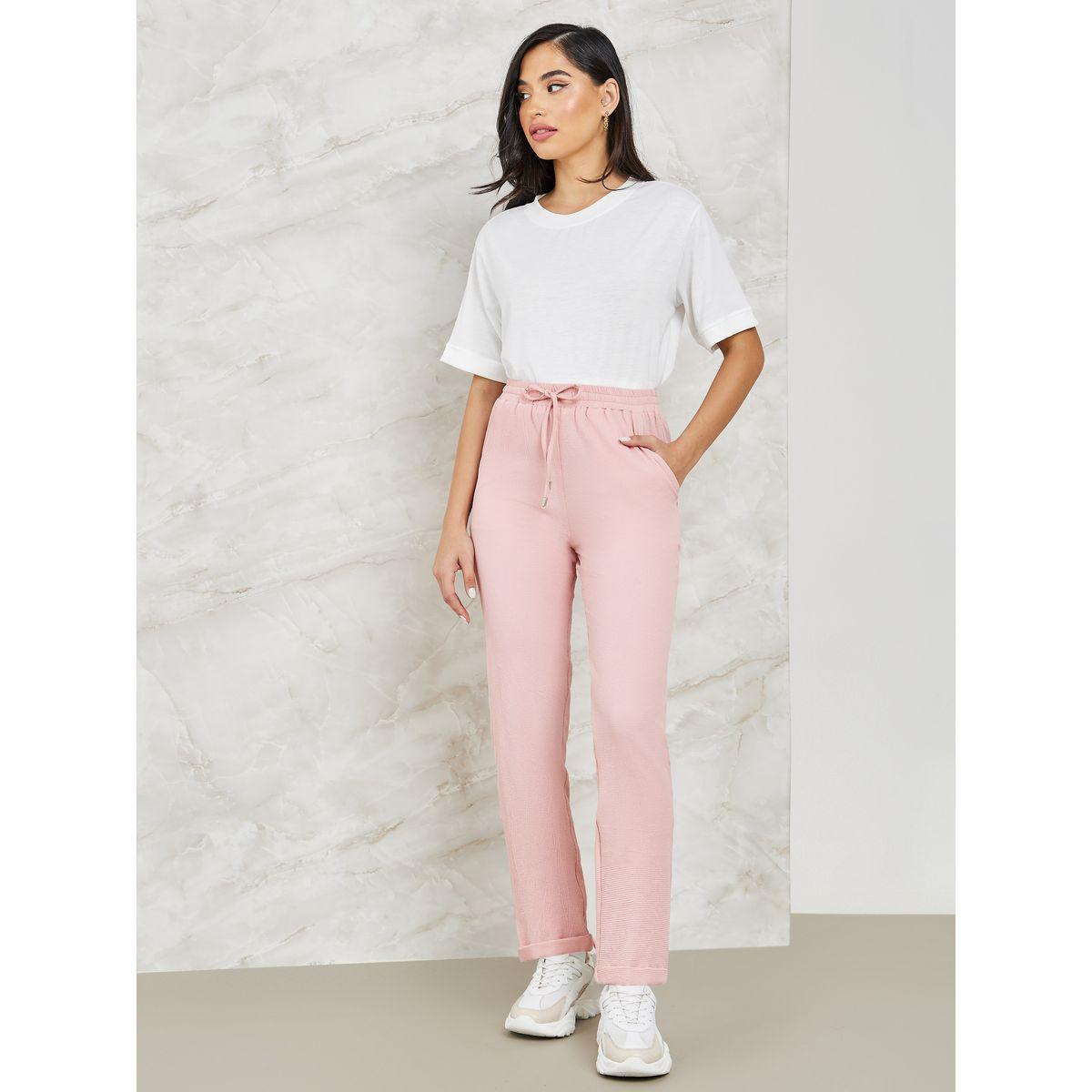 Styli Textured Tapered Fit Pants with Pockets-women-clothing-bottoms-trousers-image-1