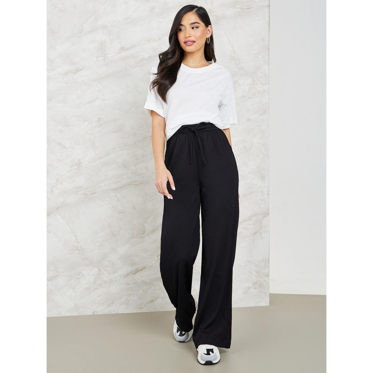 بنطال بأرجل واسعة وجيب جانبي-women-clothing-bottoms-trousers-image-1