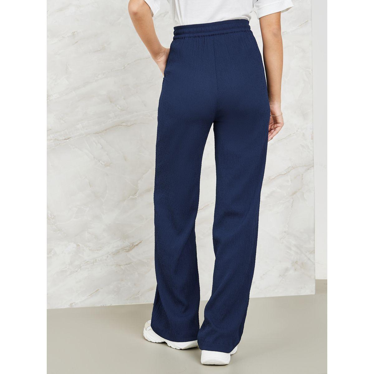 Styli Textured Wide Leg Pants with Side Pocket-women-clothing-bottoms-trousers-image-4