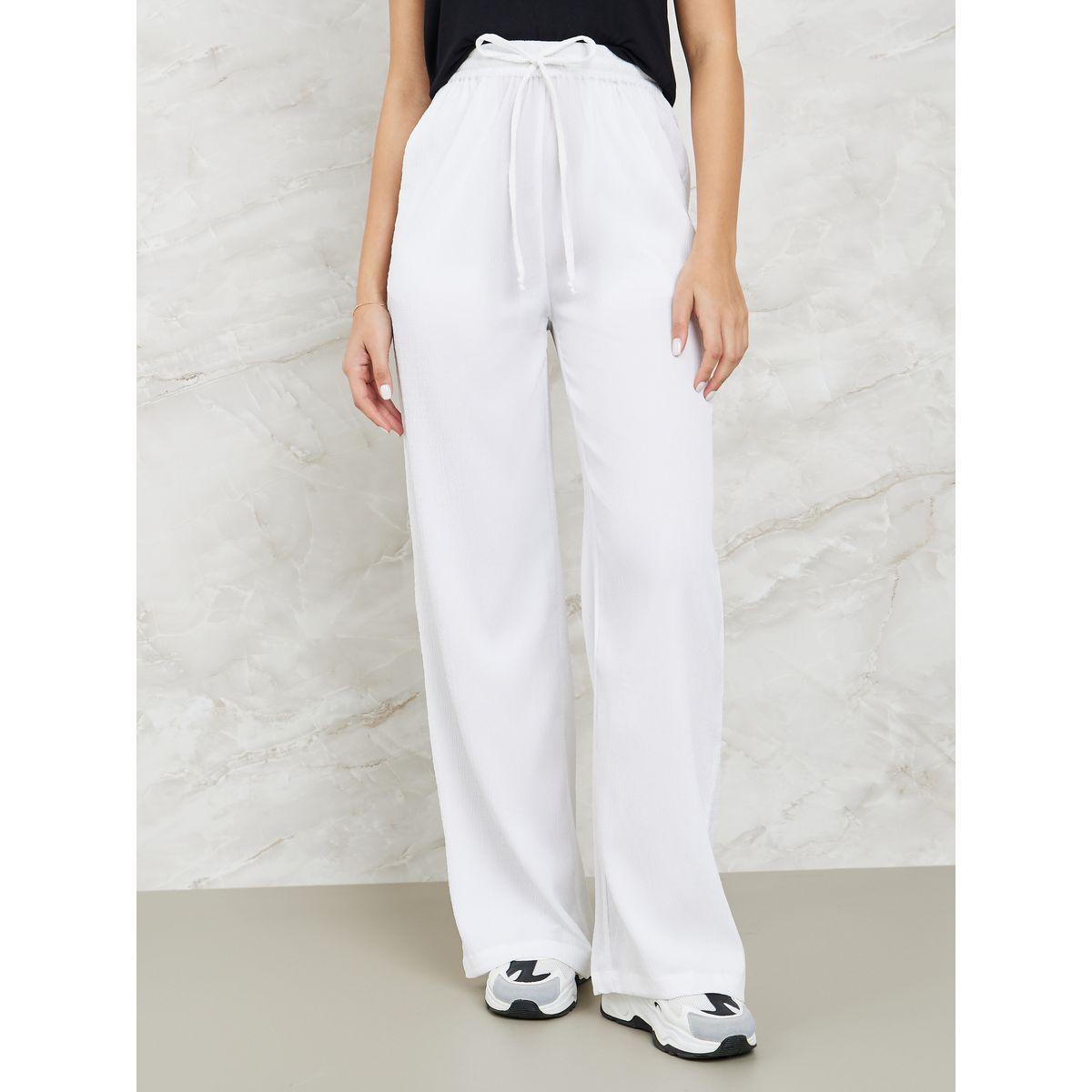 Styli Textured Wide Leg Pants with Side Pocket-women-clothing-bottoms-trousers-image-2