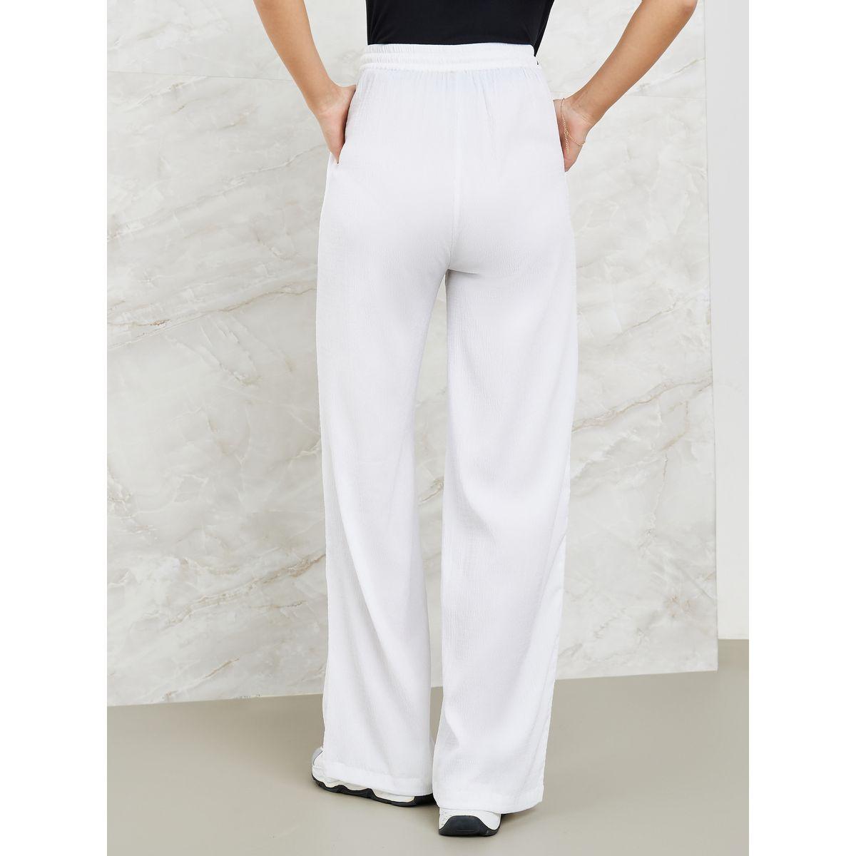 Styli Textured Wide Leg Pants with Side Pocket-women-clothing-bottoms-trousers-image-4