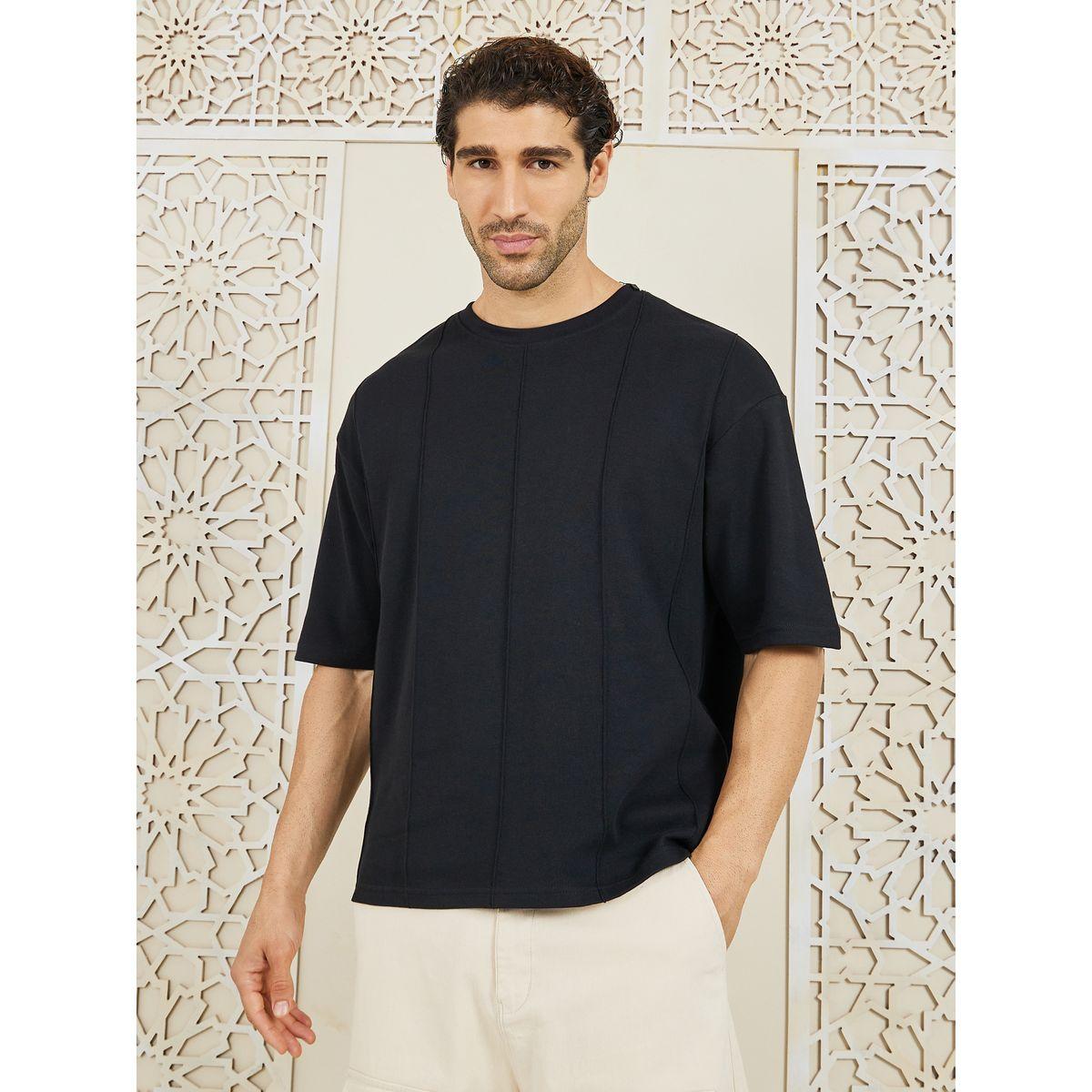 تيشيرت واسع بتفاصيل محزوزة-men-clothing-tshirtsandpolos-tshirts-image-1