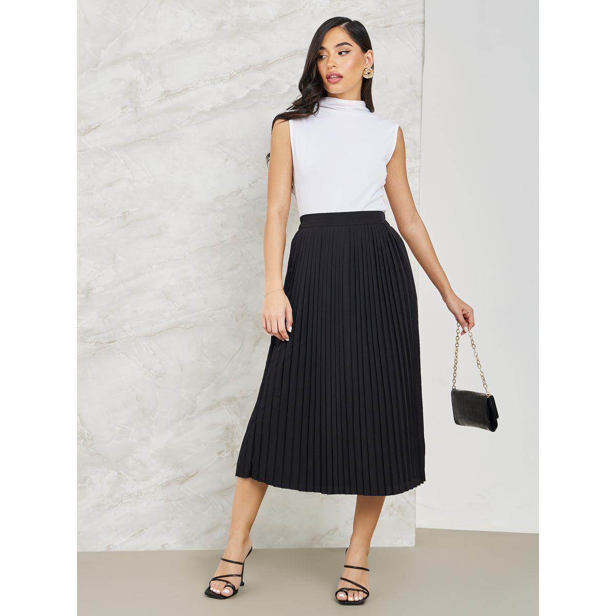 تنورة ميدي مزينة بكسرات-women-clothing-skirts-image-1