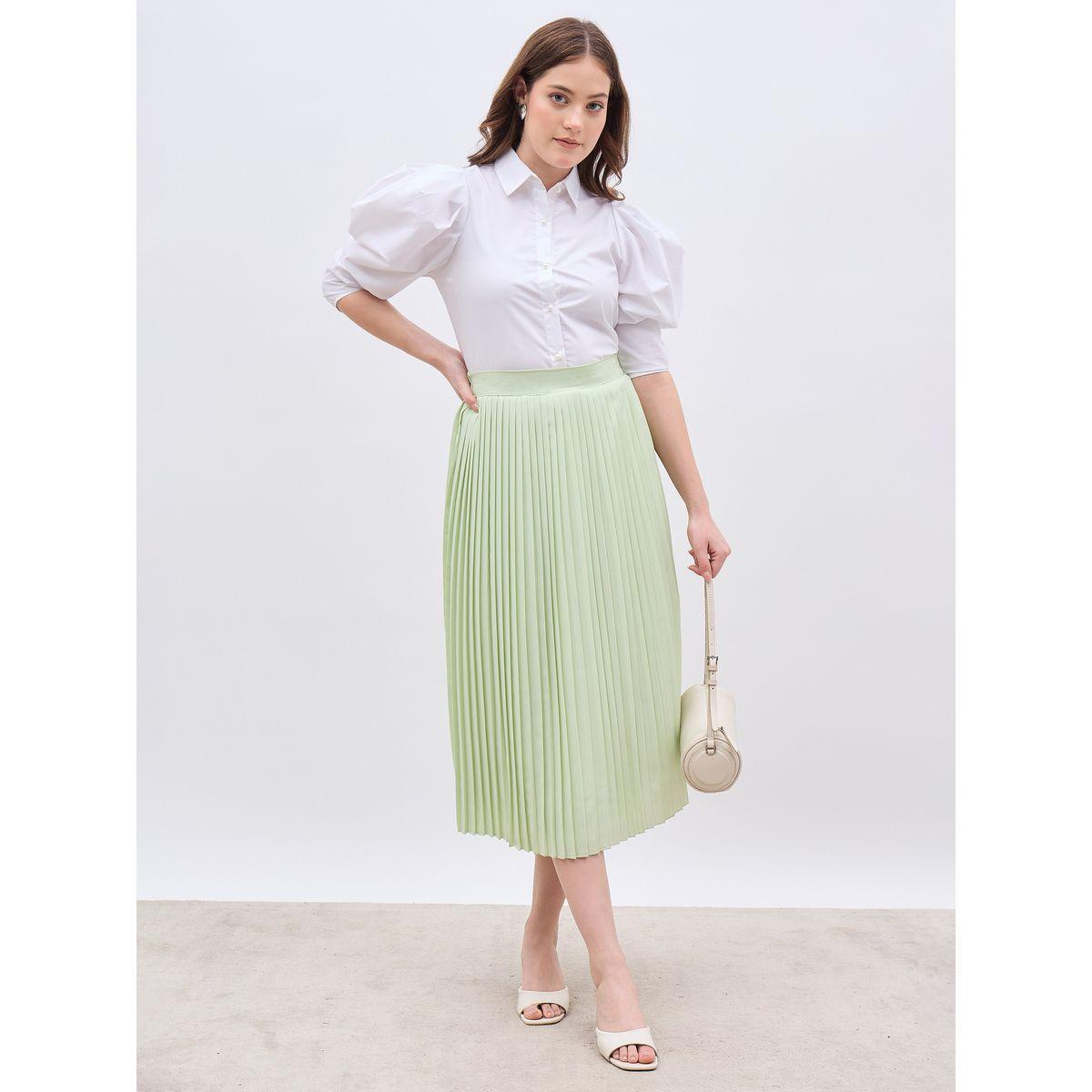 تنورة ميدي بحافة واسعة وكسرات-women-clothing-bottoms-skirts-image-1