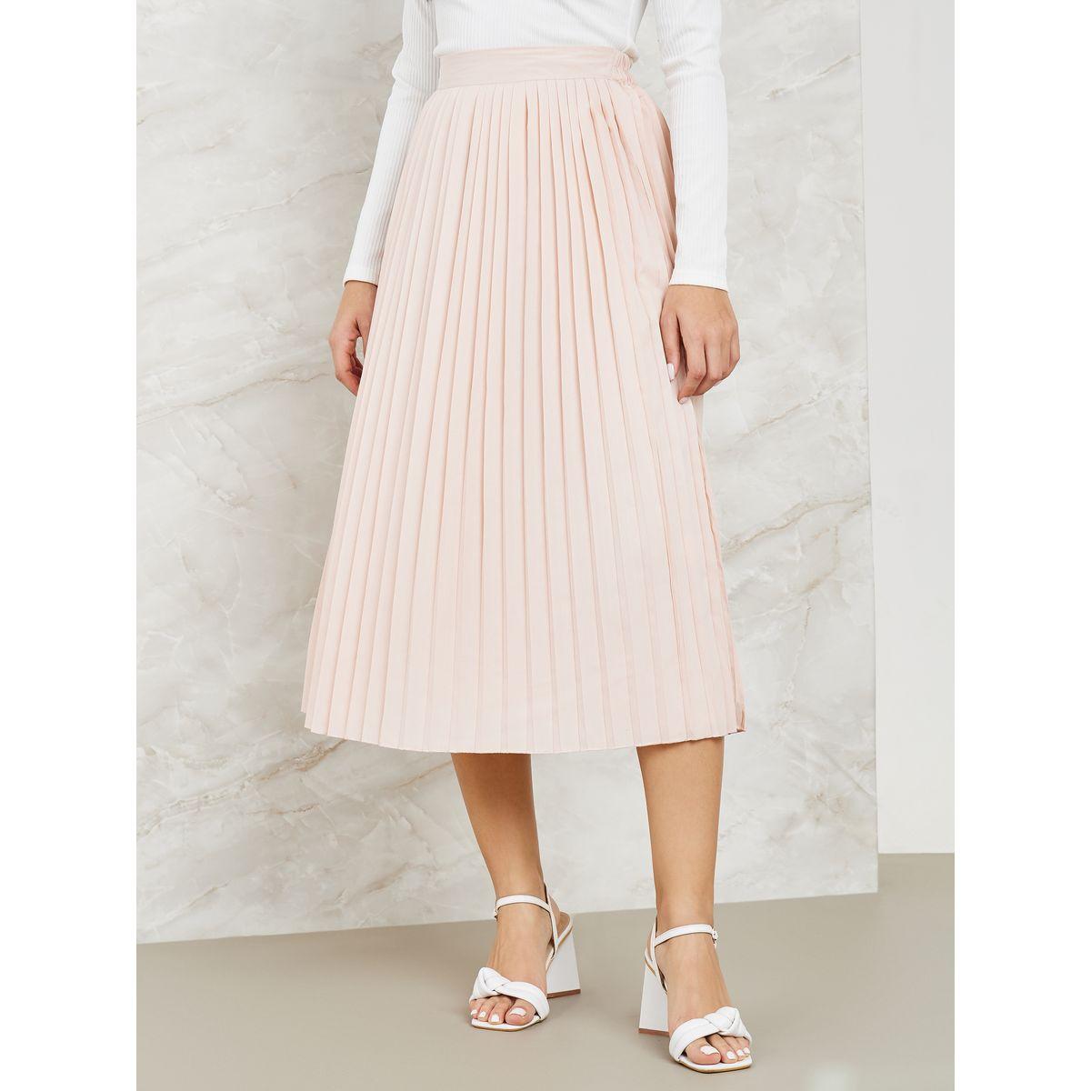 Styli Pleated A-Line Midi Skirt-women-clothing-bottoms-skirts-image-1