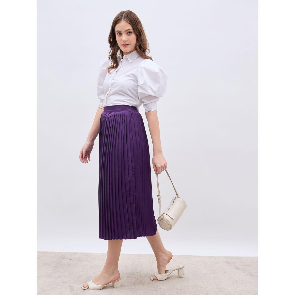 Styli Pleated Midi A-Line Skirt-women-clothing-bottoms-skirts-image-1