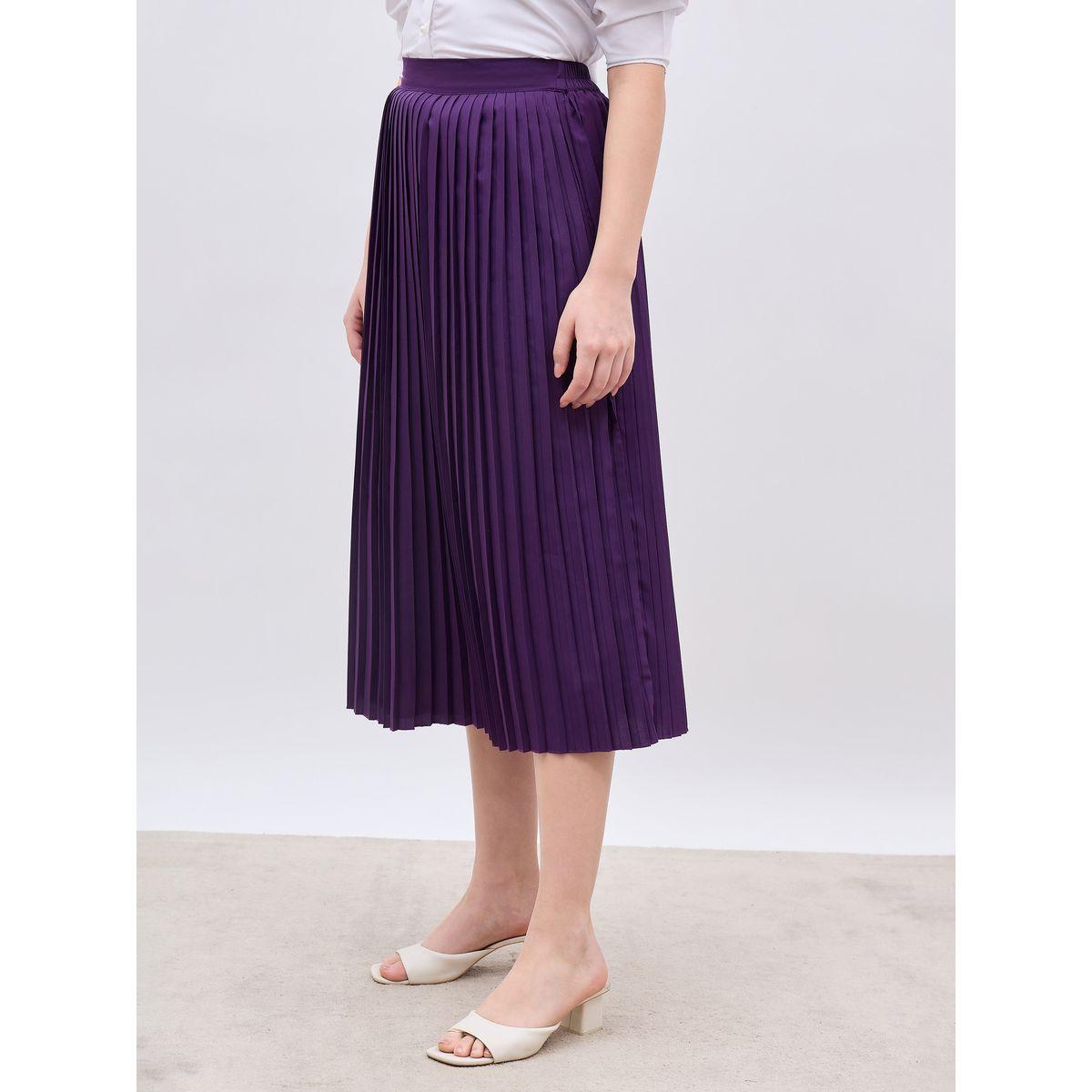 تنورة ميدي بحافة واسعة وكسرات-women-clothing-bottoms-skirts-image-3