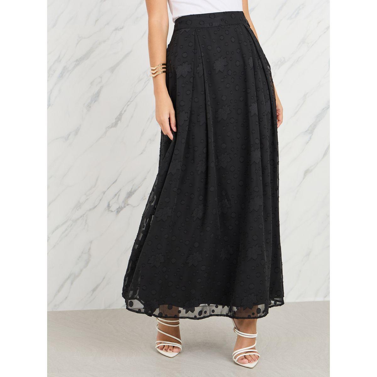 Styli Burnout Texture A-Line Maxi Skirt-women-clothing-bottoms-skirts-image-1