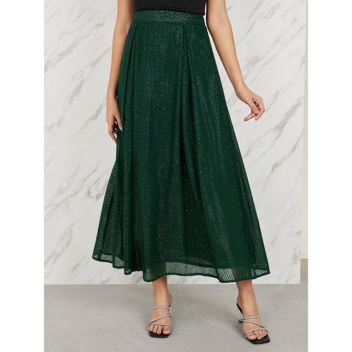 Styli Dobby Textured Bow Pleat A-Line Maxi Skirt-women-clothing-bottoms-skirts-image-1