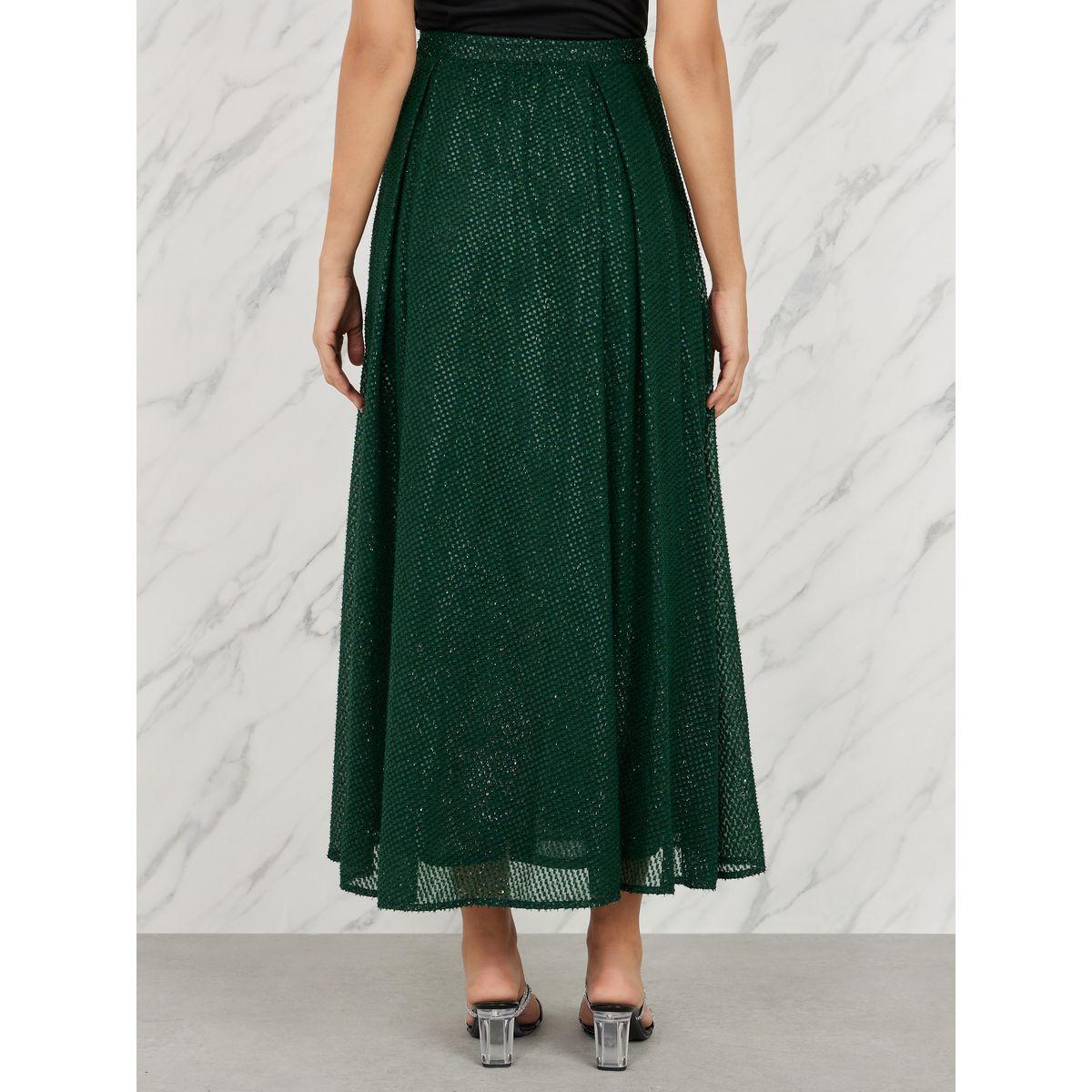 Styli Dobby Textured Bow Pleat A-Line Maxi Skirt-women-clothing-bottoms-skirts-image-4