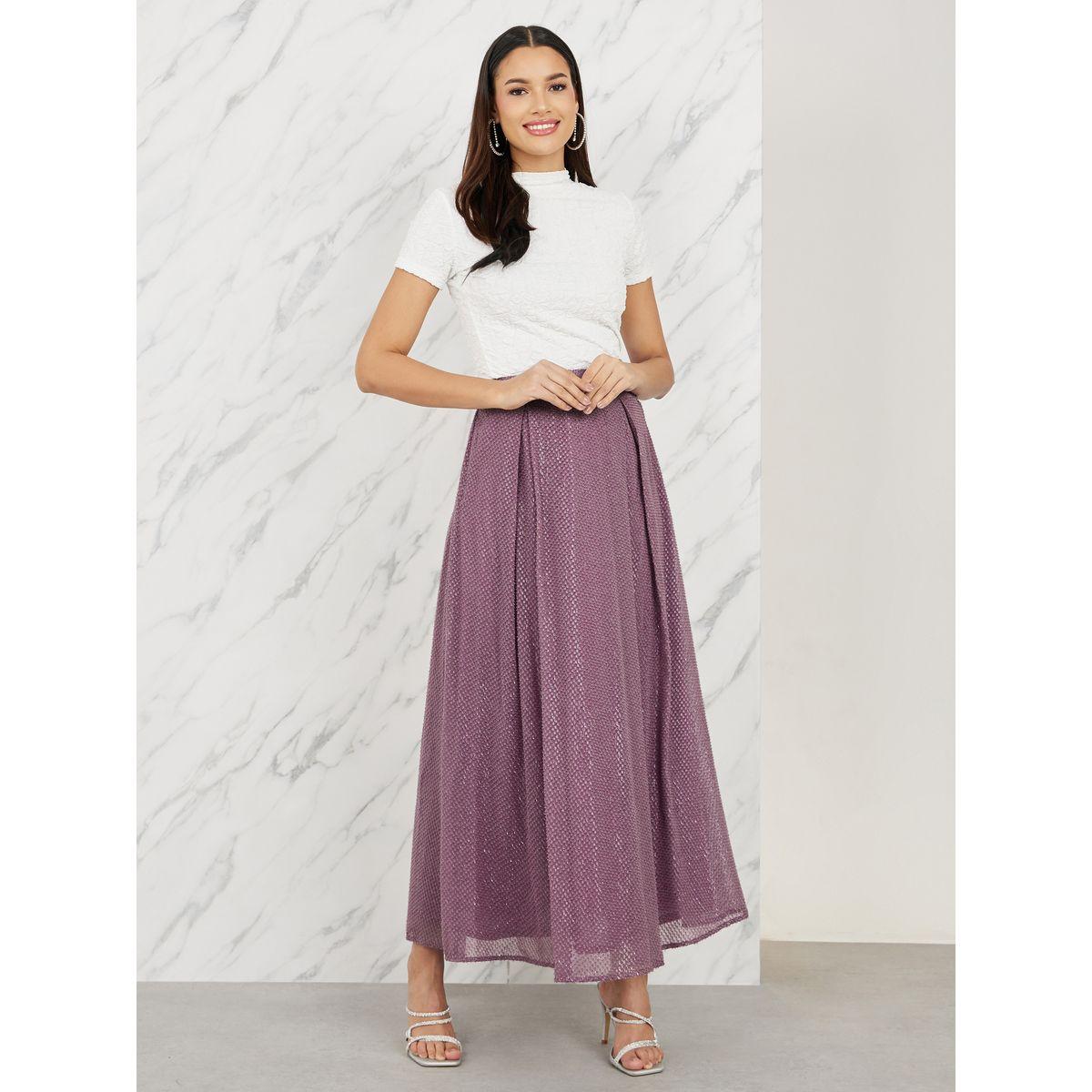 Styli Dobby Textured Bow Pleat A-Line Maxi Skirt-women-clothing-bottoms-skirts-image-2