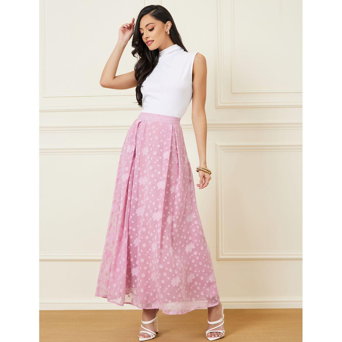 Styli Textured Floral Maxi Skirt-women-clothing-bottoms-skirts-image-1