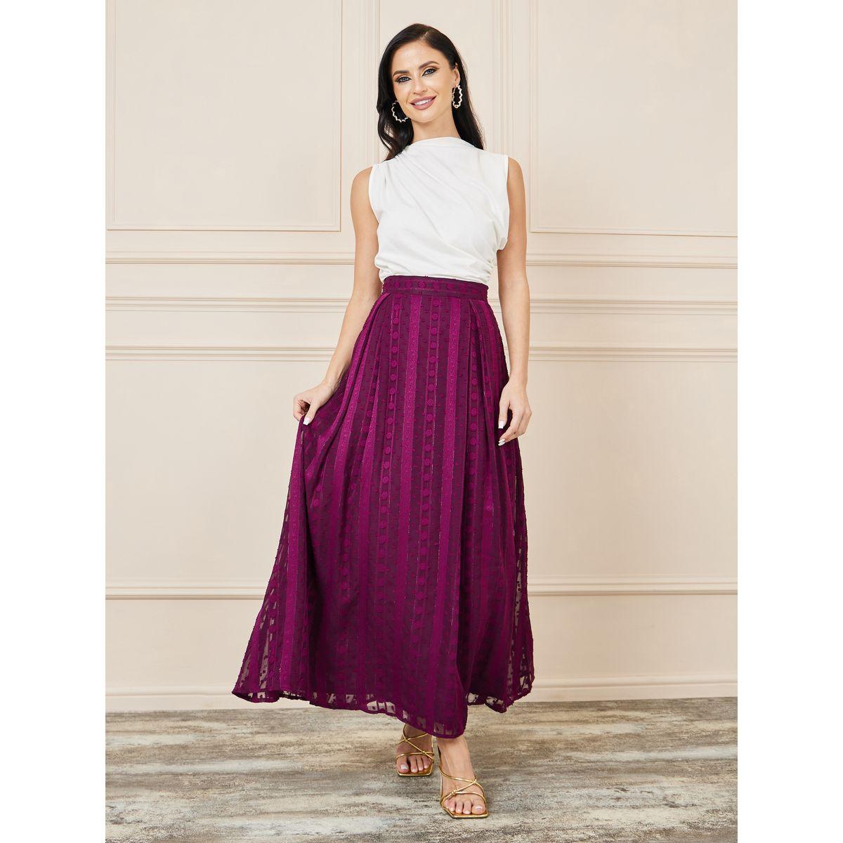 Styli Dobby Lace Texture High Rise Maxi Skirt-women-clothing-bottoms-skirts-image-2