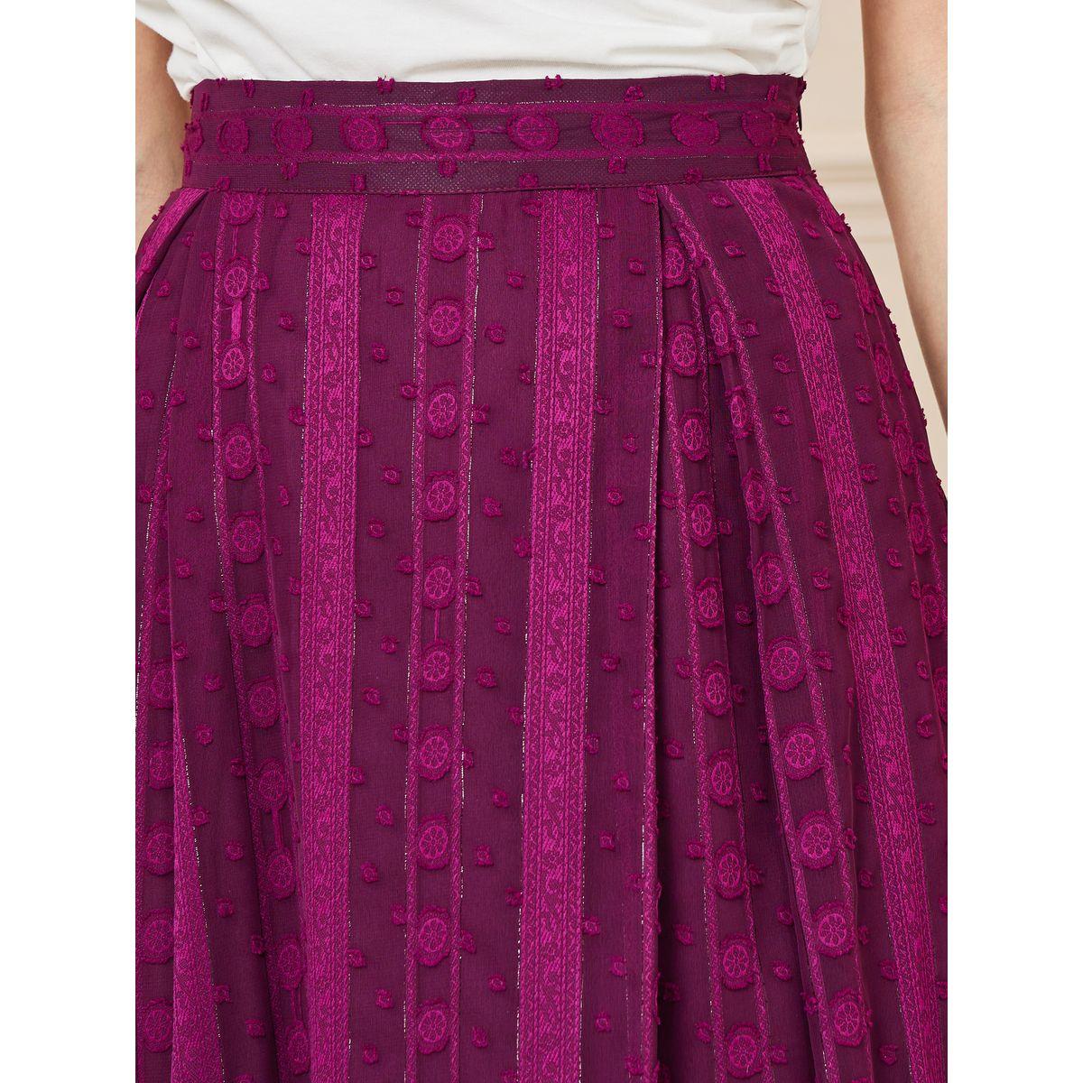 تنورة طويلة بتفاصيل دانتيل وخصر عالي-women-clothing-bottoms-skirts-image-3