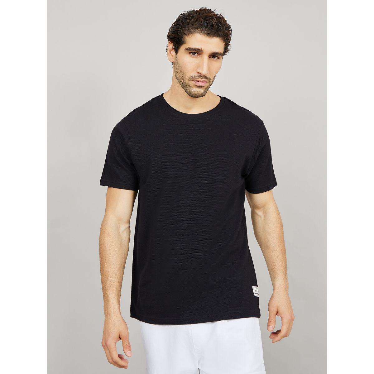 تيشيرت محبوك بقصة عادية مع شارة-men-clothing-tshirtsandpolos-tshirts-image-1