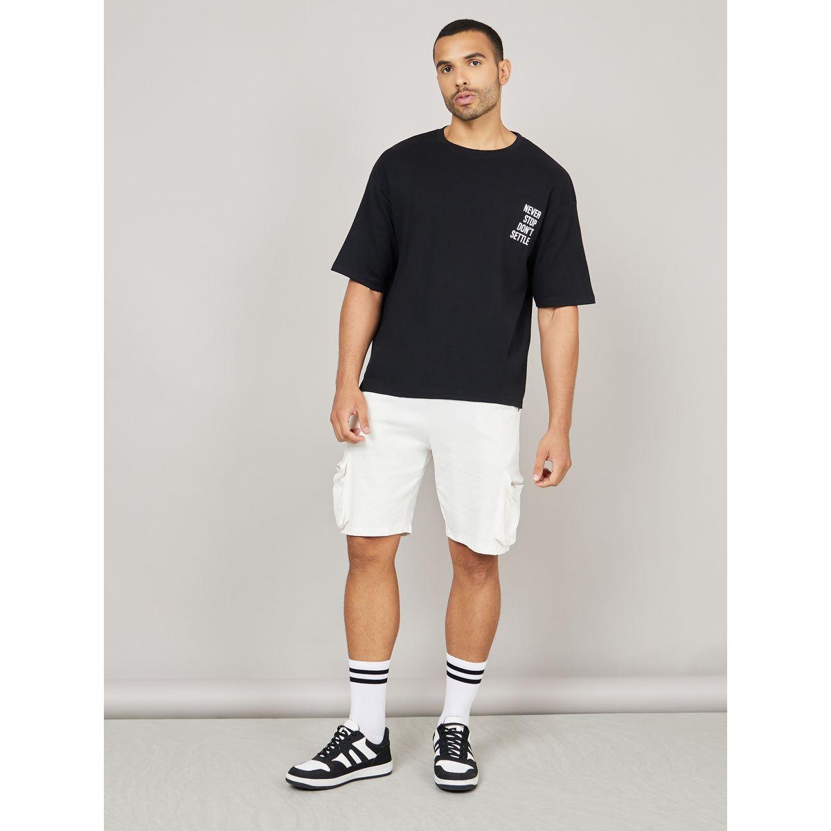 Styli Streetwear Front and Black Slogan Print Oversized Interlock T-Shirt-men-clothing-tshirtsandpolos-tshirts-image-2