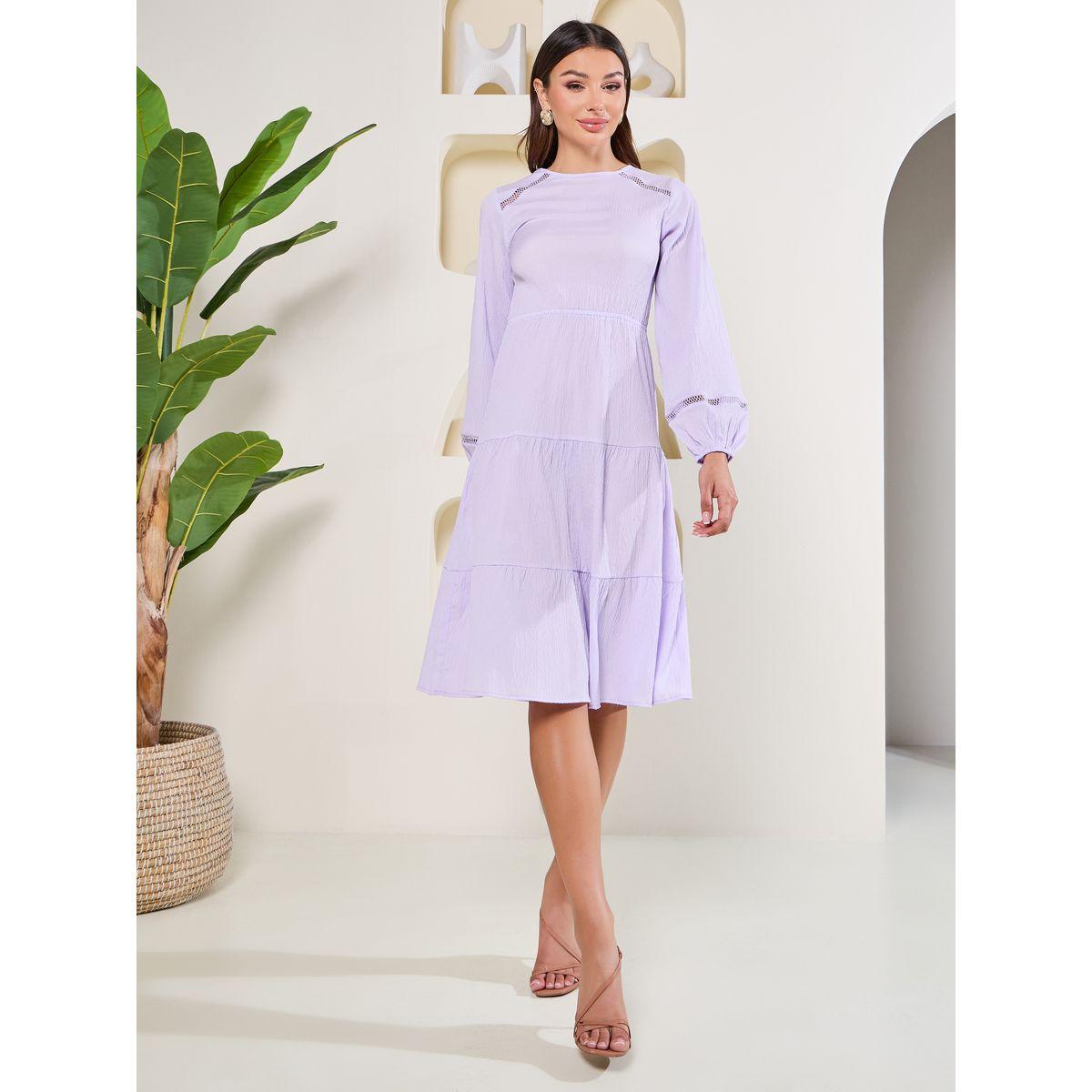 Styli Elevate Lace Detail Textured Tiered Midi Dress-women-clothing-dresses-image-1