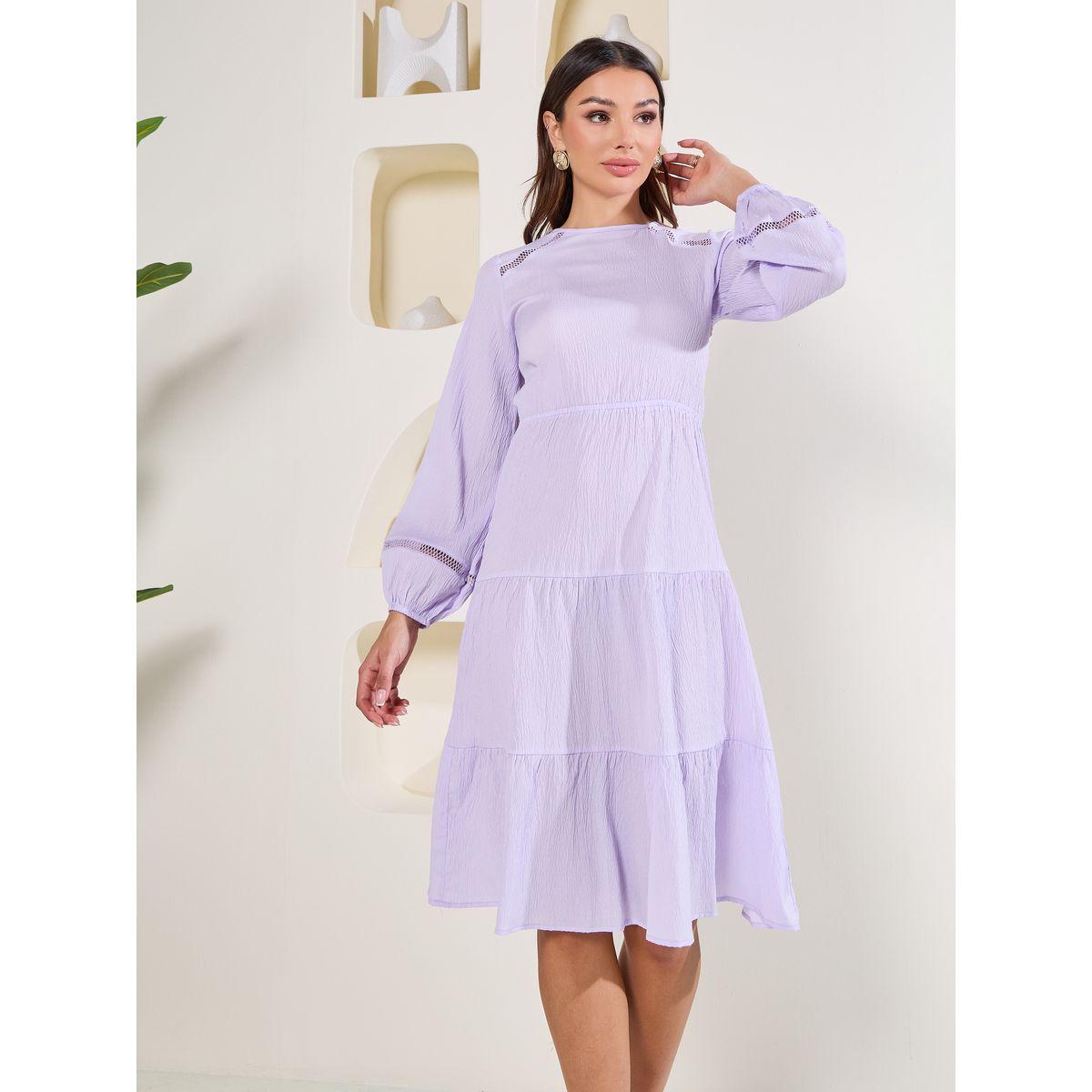 Styli Elevate Lace Detail Textured Tiered Midi Dress-women-clothing-dresses-image-2