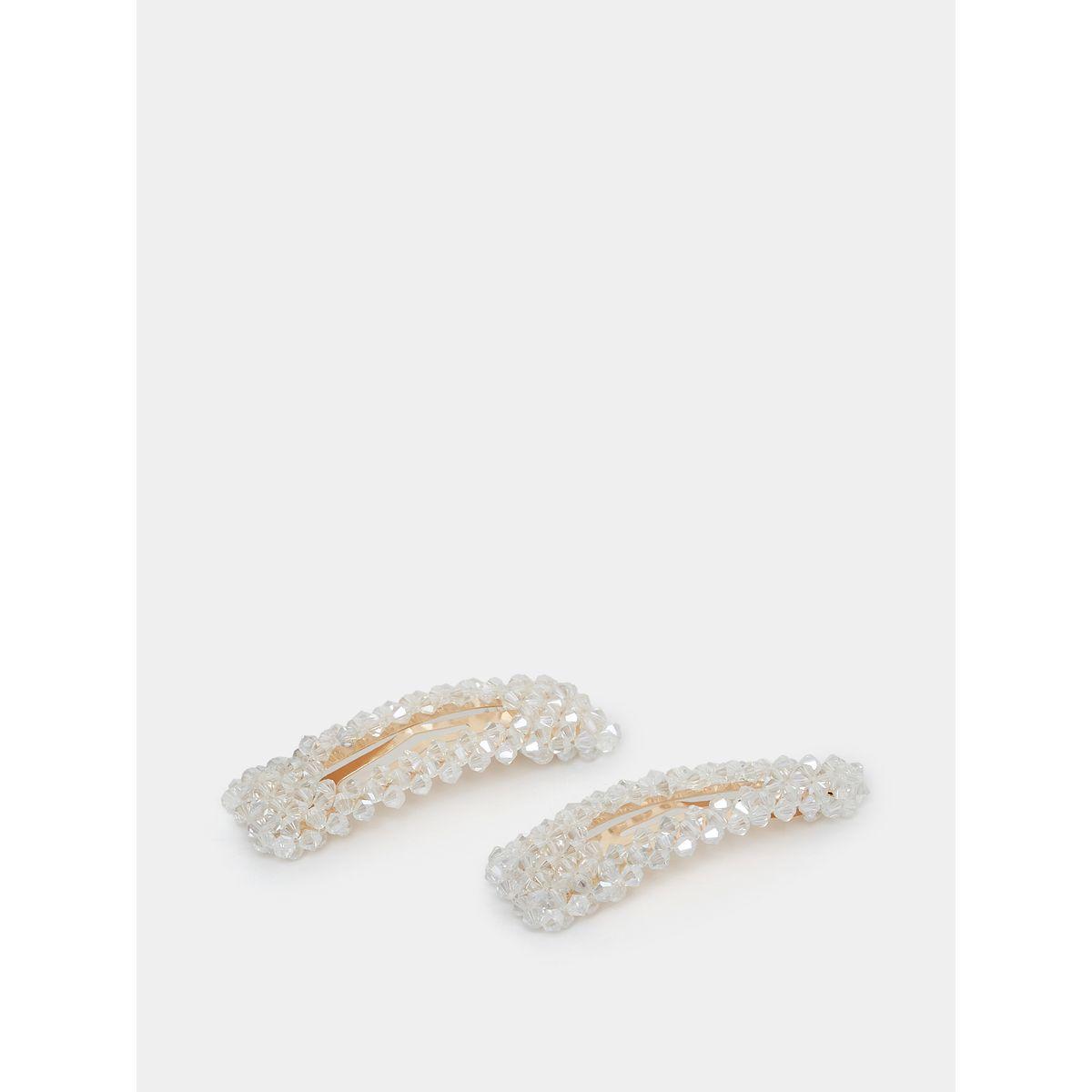 Styli Crystal Bead Detail Hair Clip-women-hairaccessories-clips-image-1