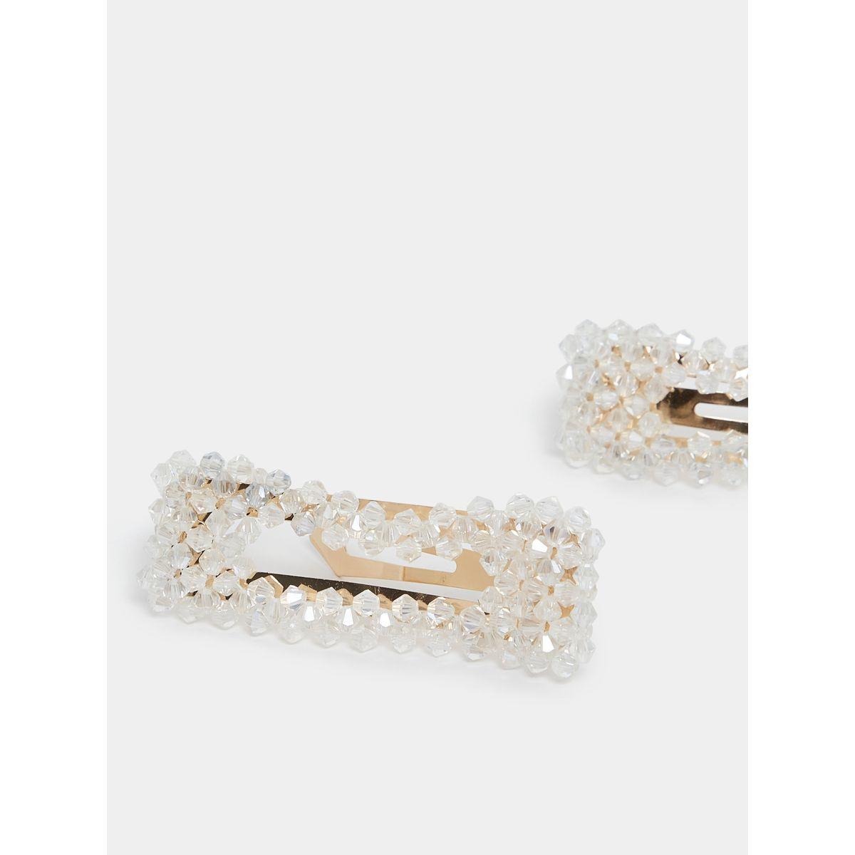 Styli Crystal Bead Detail Hair Clip-women-hairaccessories-clips-image-2